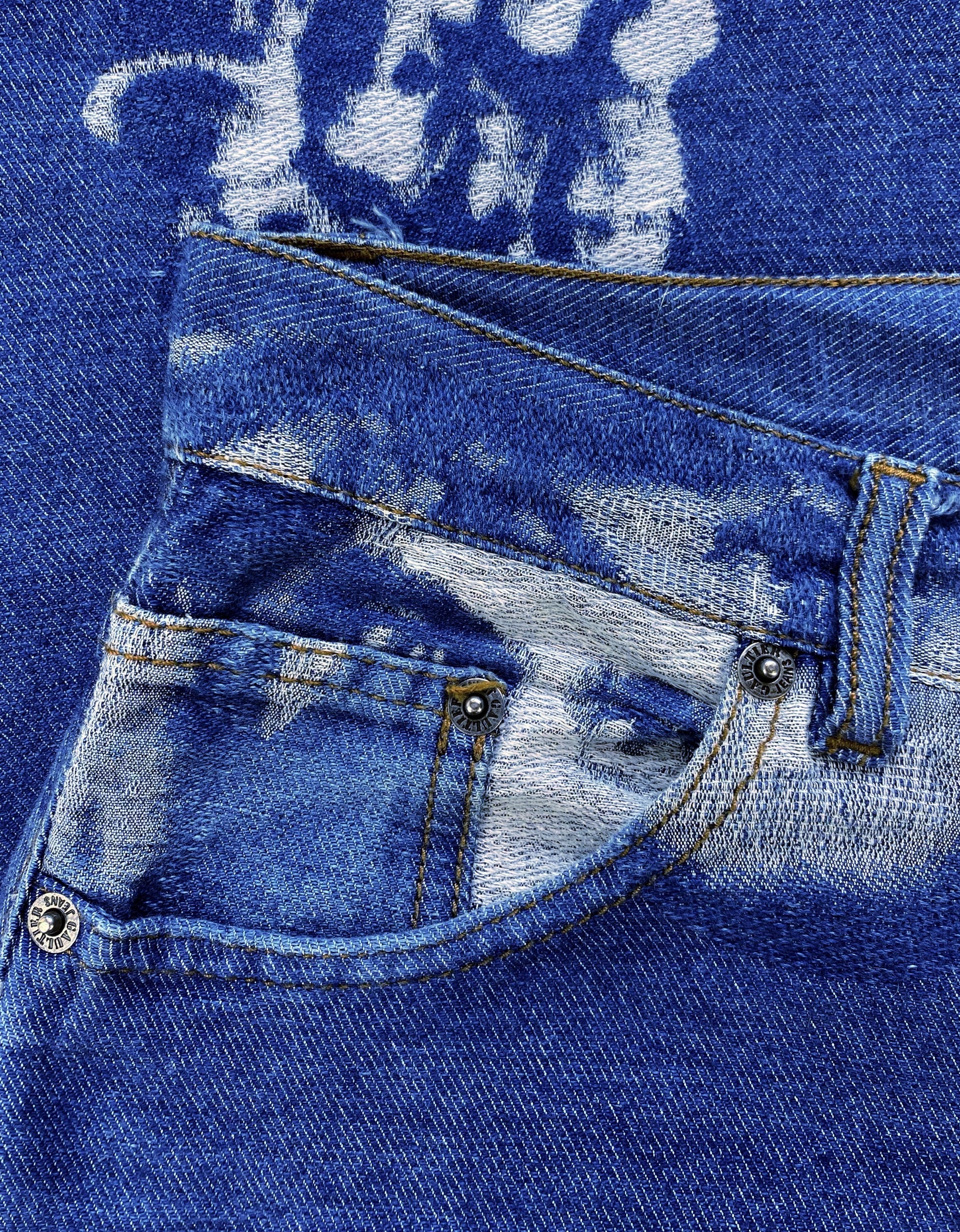 AW92 Jean Paul Gaultier “Faces” Jacquard Woven Denim Jeans
