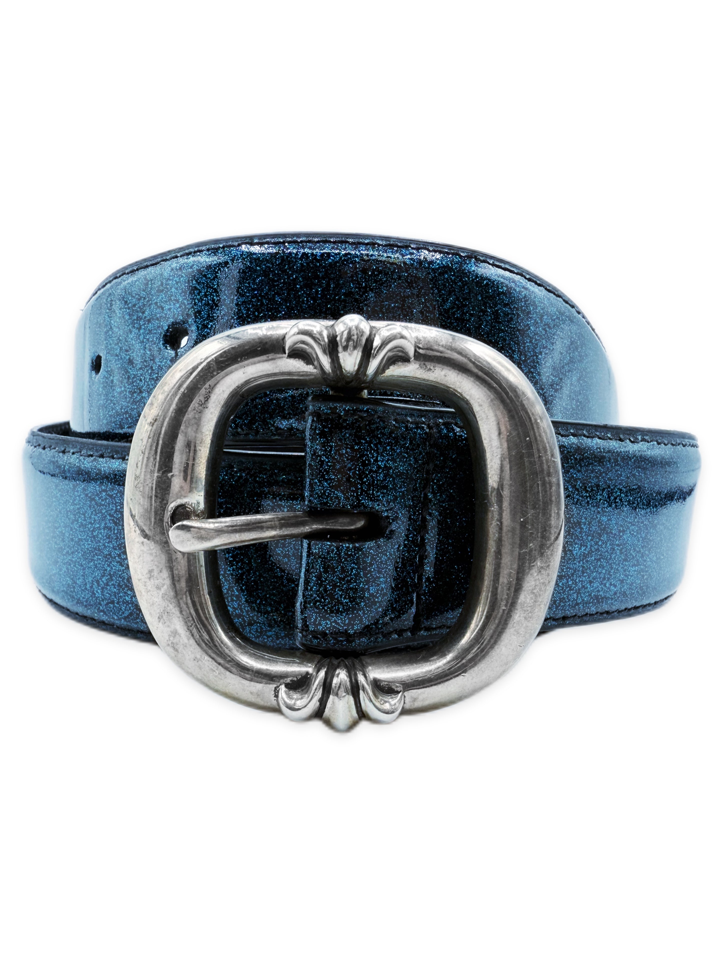 Chrome Hearts Galaxy Gunslinger St Barths Exclusive Blue Leather Belt