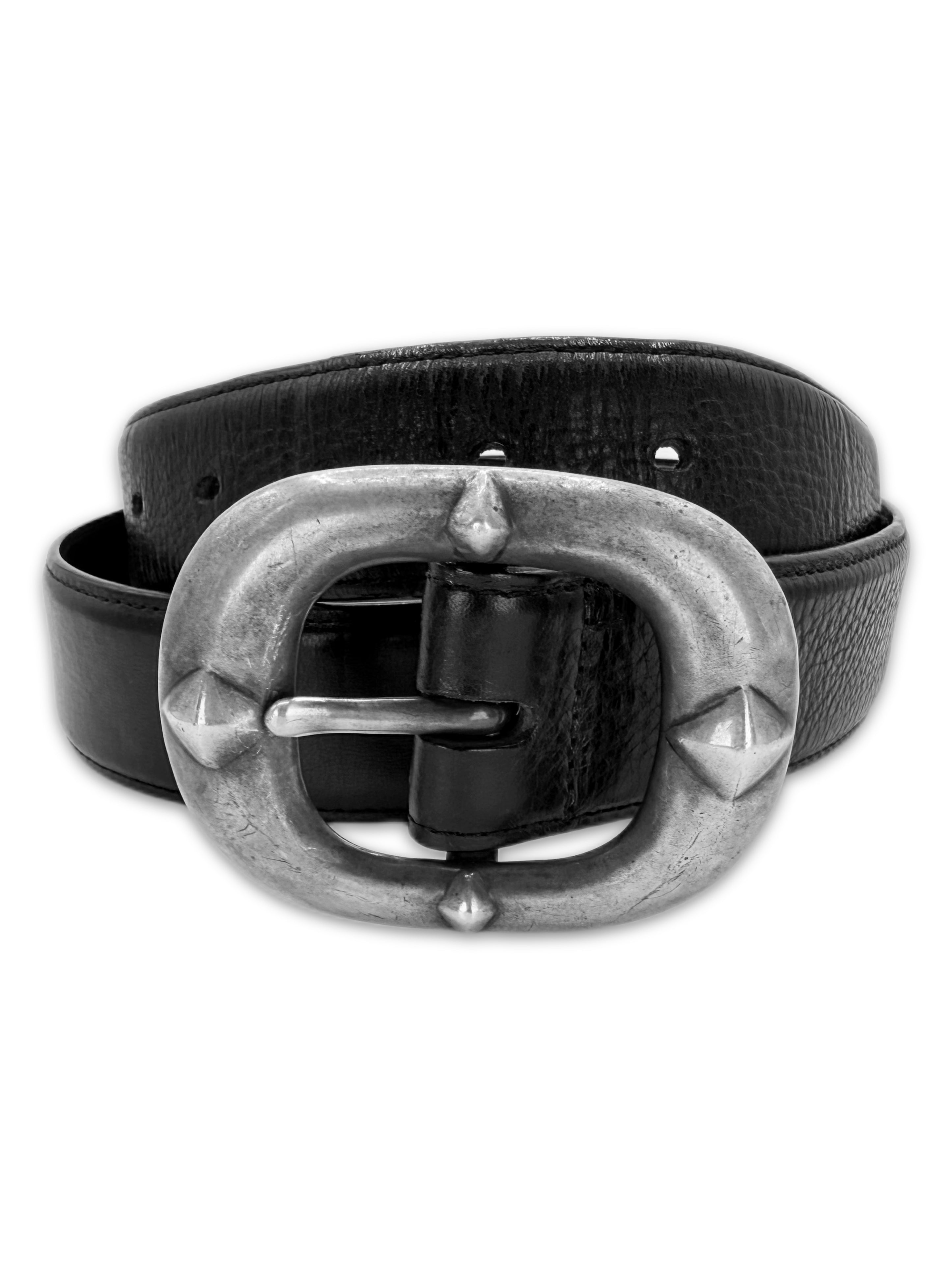 Chrome Hearts Studded Oval Buckle .925 Silver Leather Belt