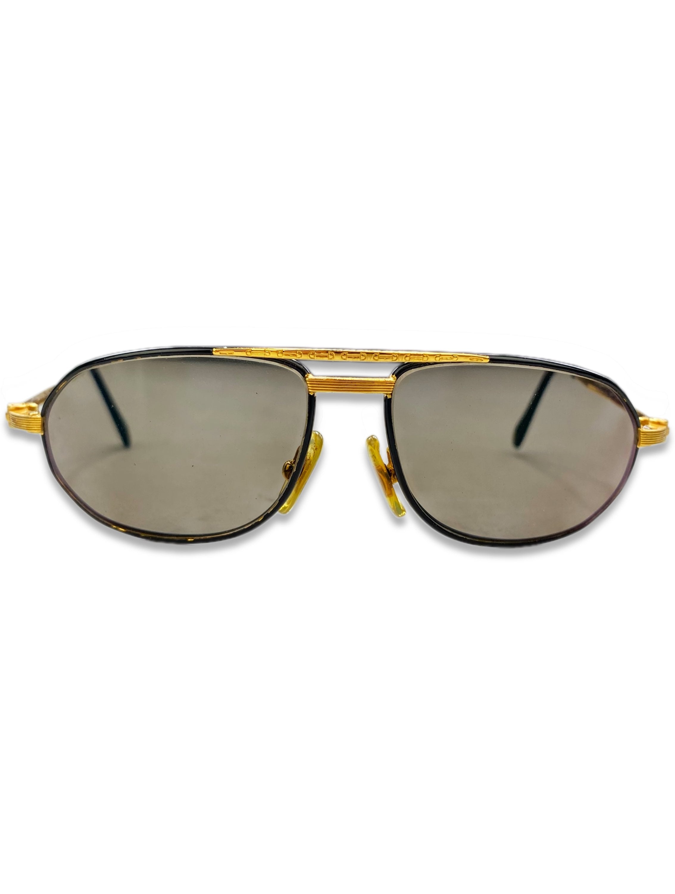 Gucci Gold Metallic Frame Dark Tint Glasses