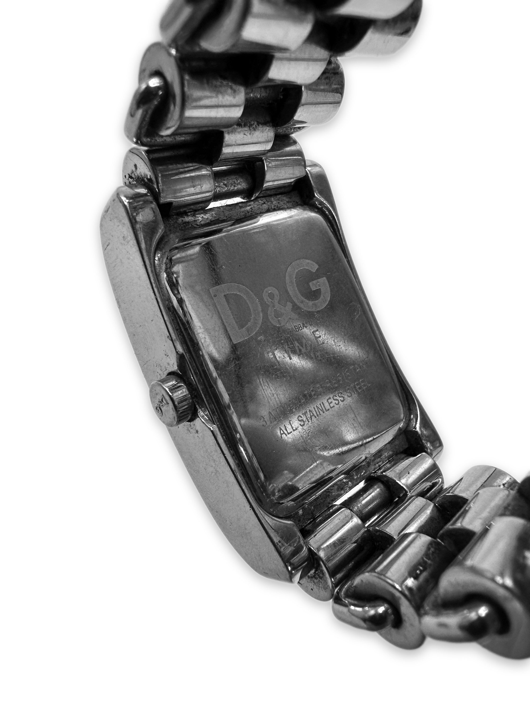 00s Dolce & Gabbana Silver Link Square Wrist Watch