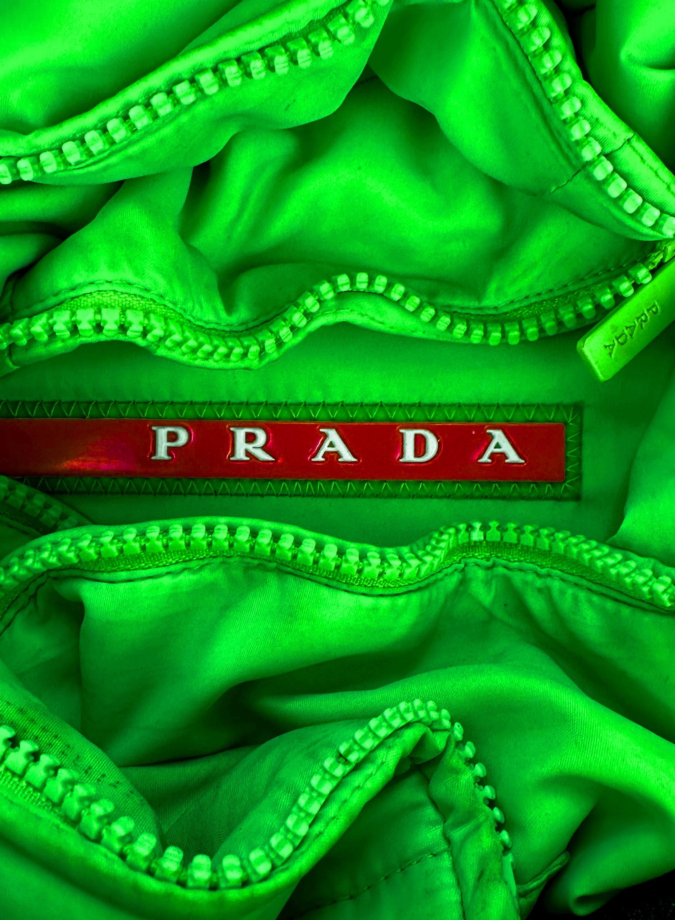 AW18 Prada ‘Pistachio’ Linea Rossa Neon Green Puffer Jacket