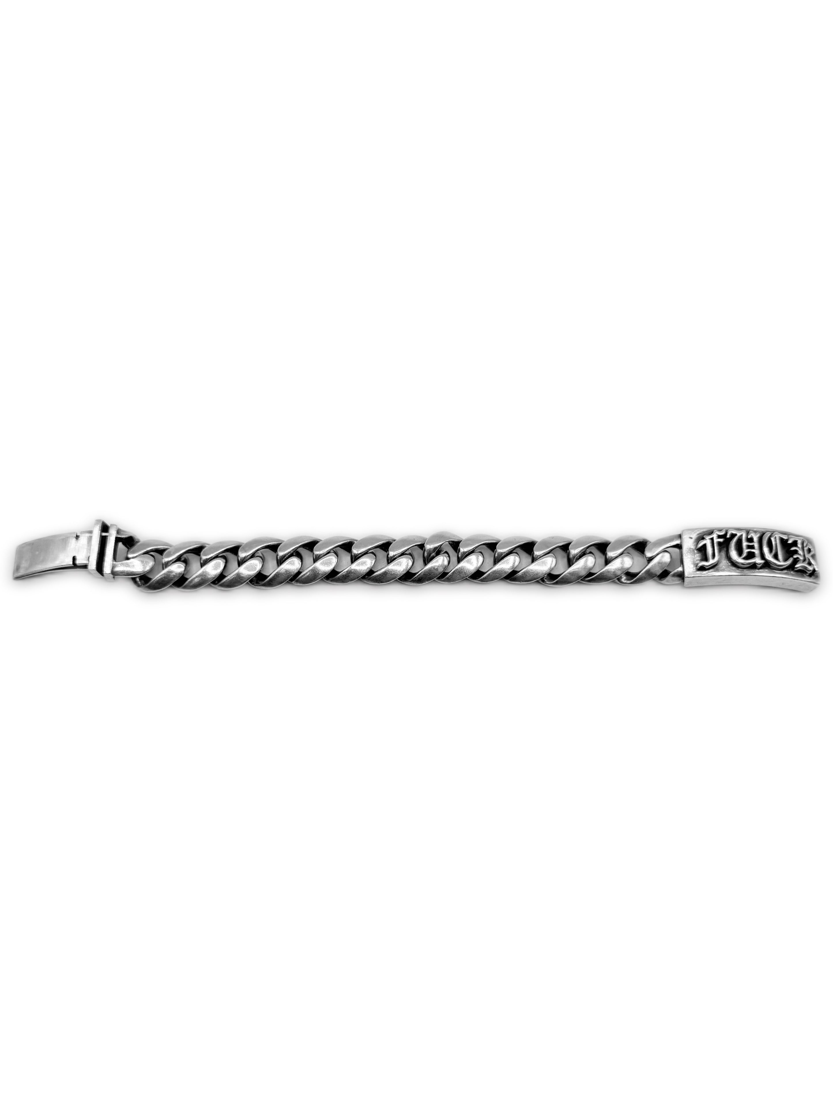 Chrome Hearts ‘Fuck’ ID Cuban Link .925 Silver Bracelet