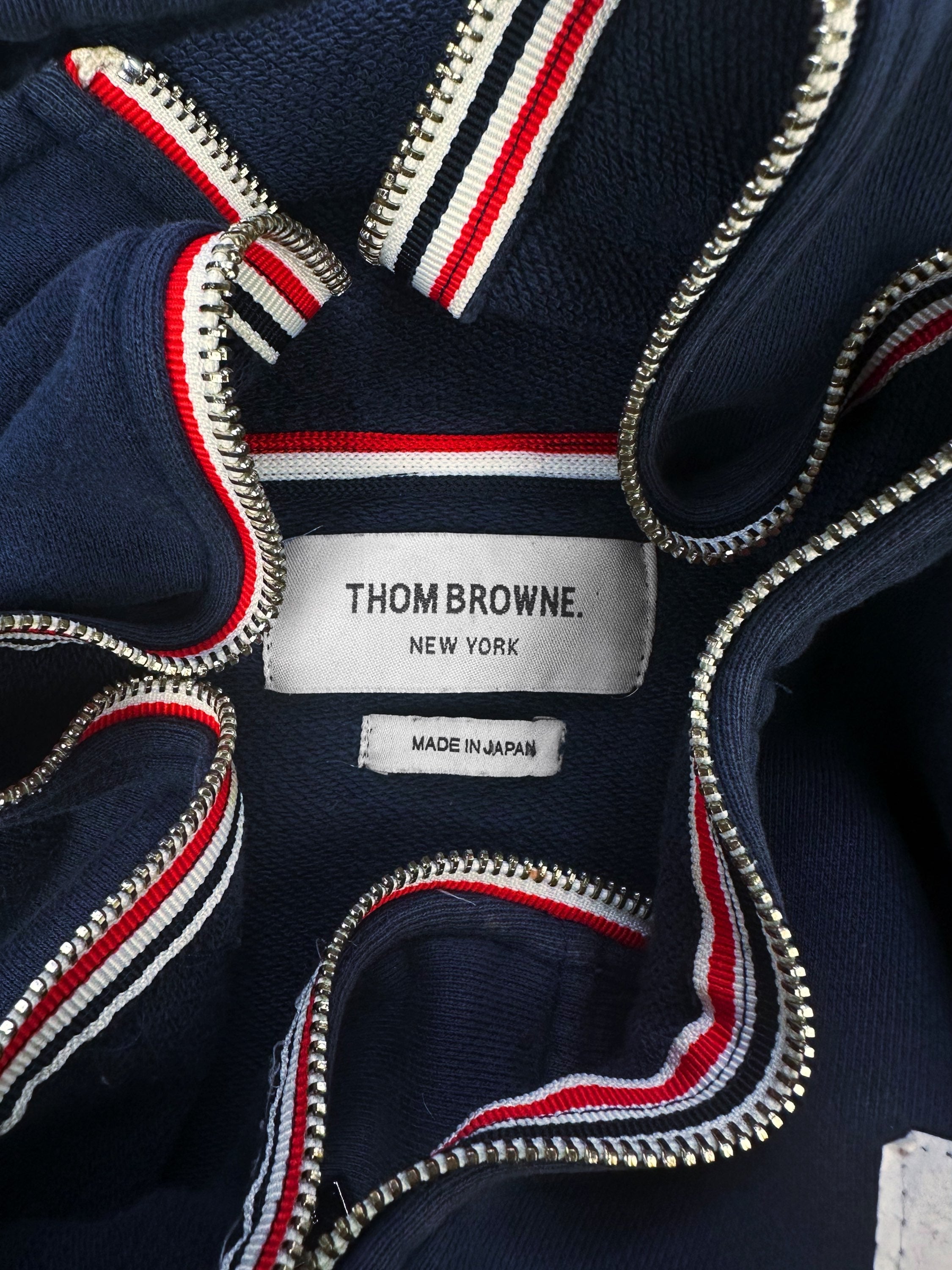 Thom Browne ‘Three Stripe’ Navy Blue Full Zip Hoodie