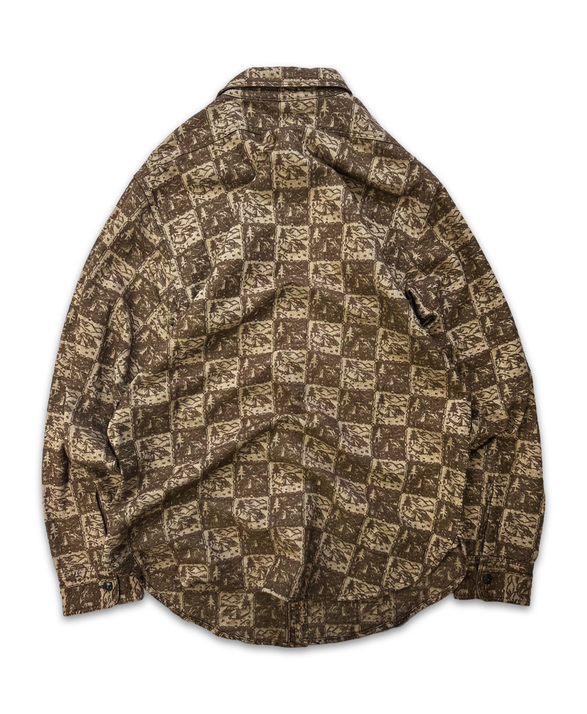Kapital ‘Campfire’ Motif Checkered Long Sleeve Button Up Shirt