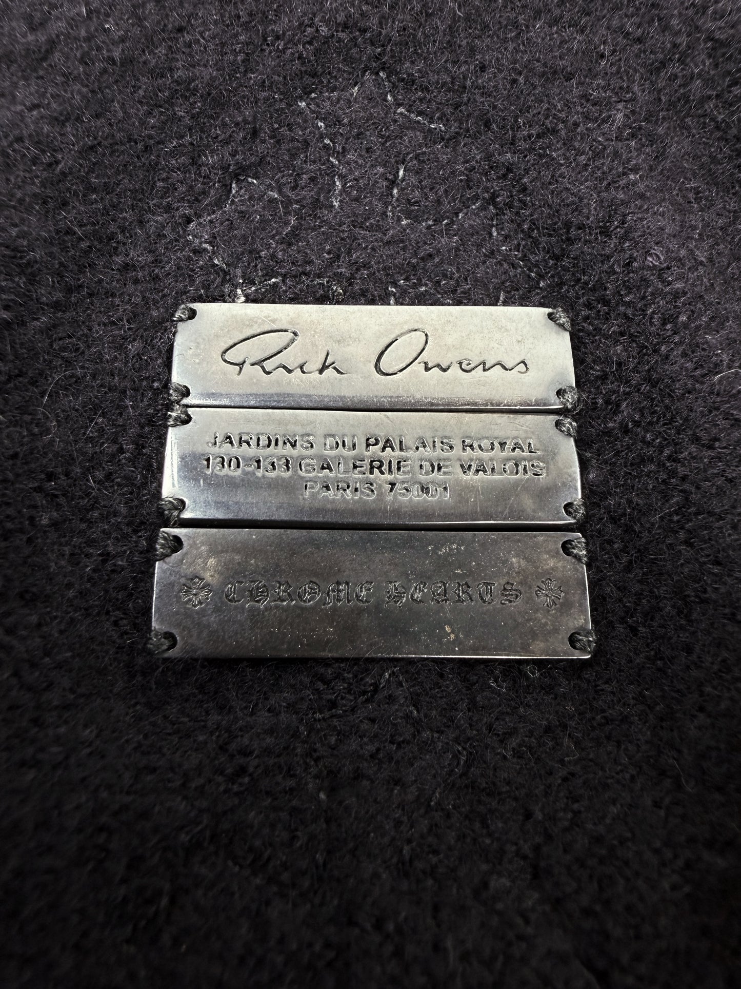 2010 Rick Owens x Chrome Hearts Spine Cross Patch Silver Cashmere Cloak Hoodie