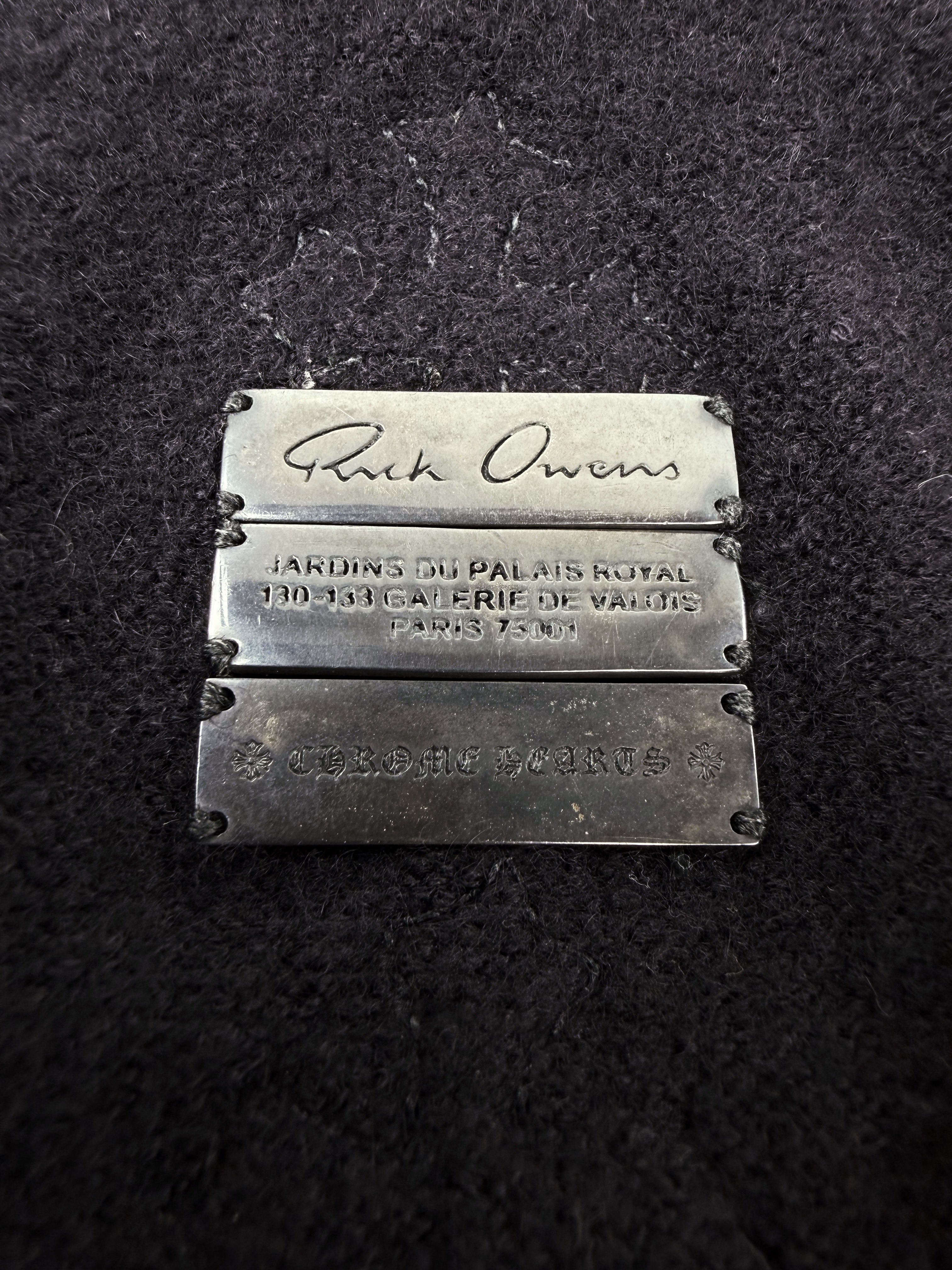 2010 Rick Owens x Chrome Hearts Spine Cross Patch Silver Cashmere Cloak Hoodie