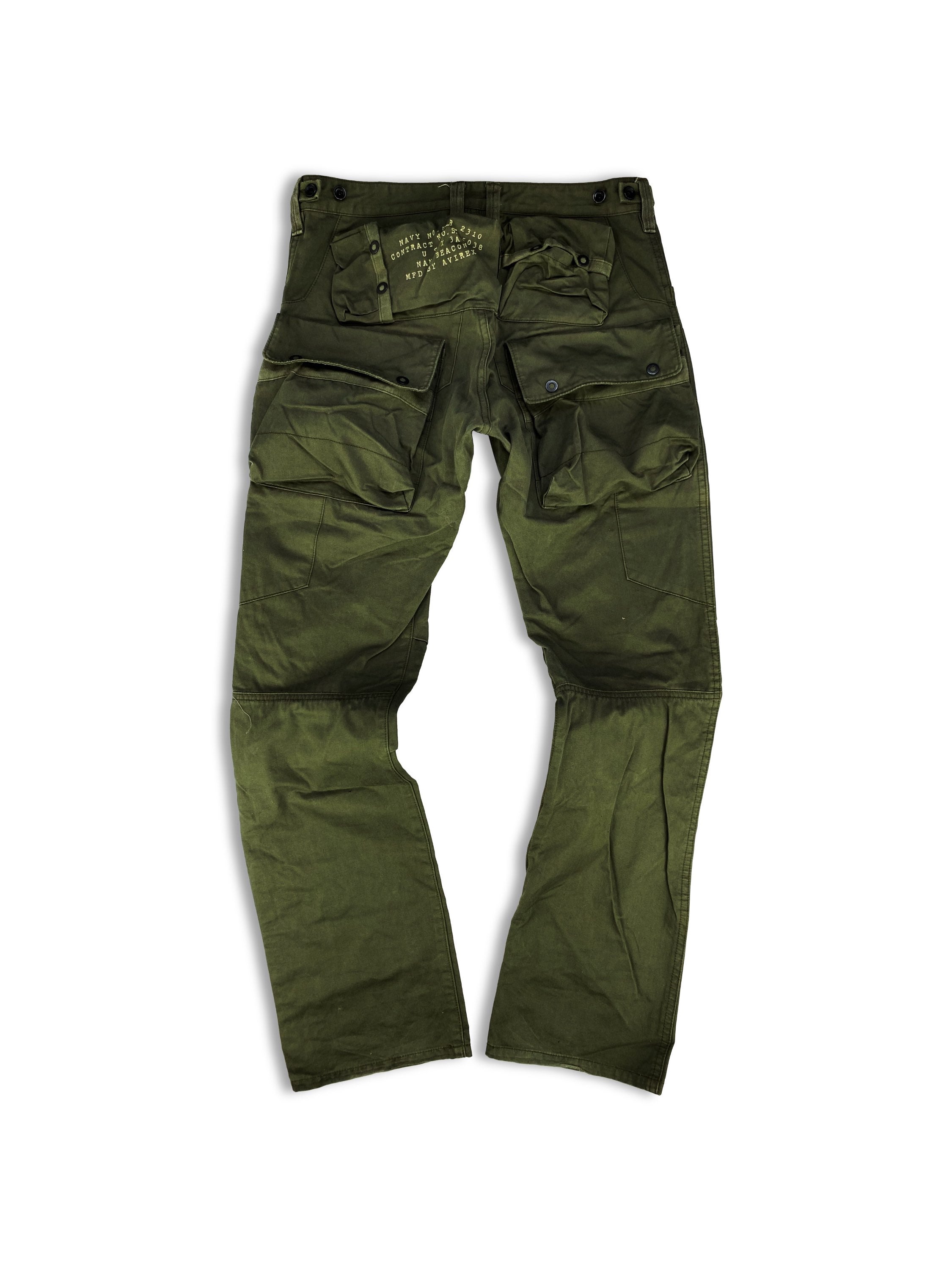00s Avirex Olive Green Multi Pocket ‘MFD’ Cargo Pants