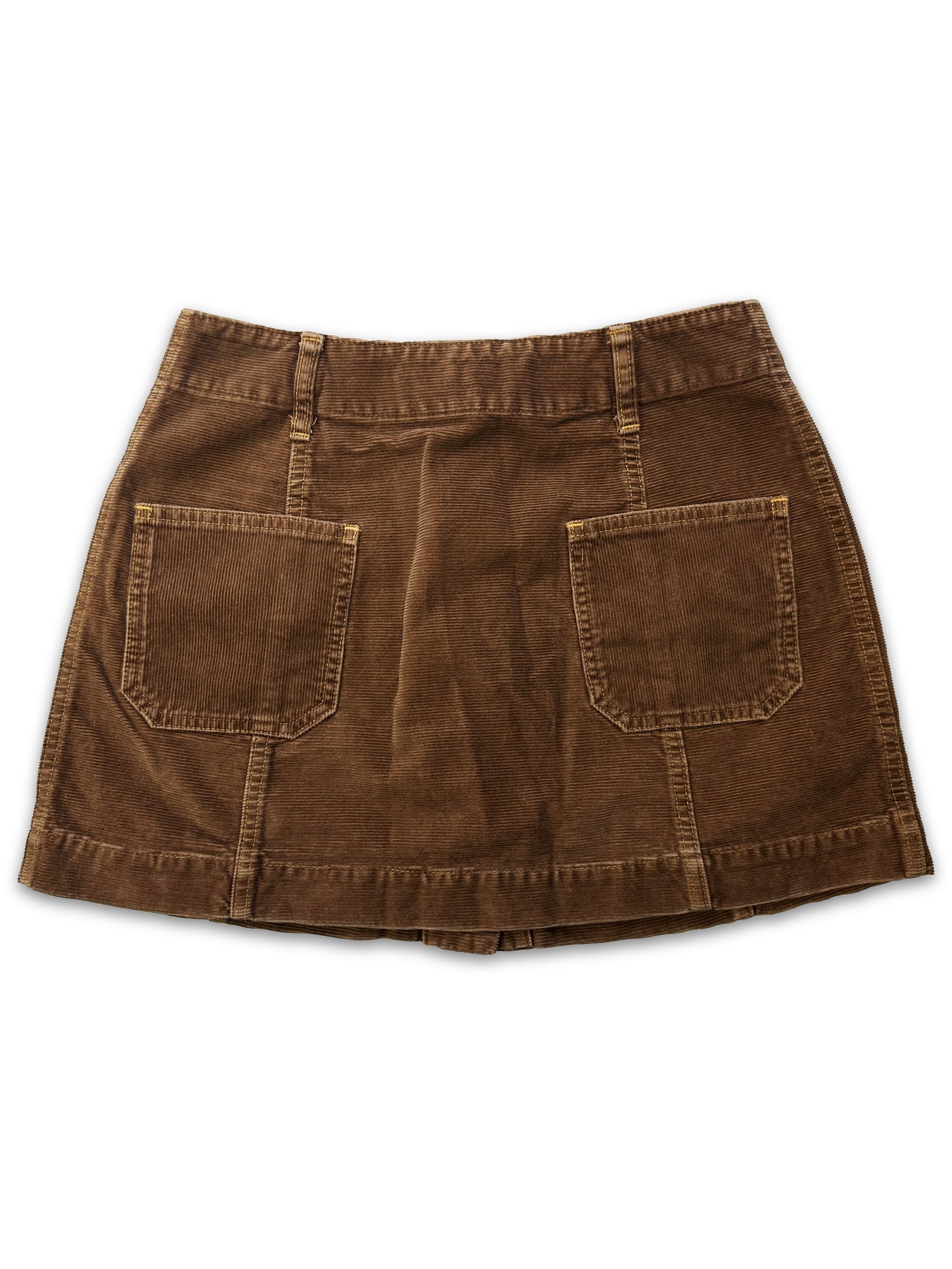 00s Hysteric Glamour Brown Corduory ‘Button Clasp’ Mini Skirt