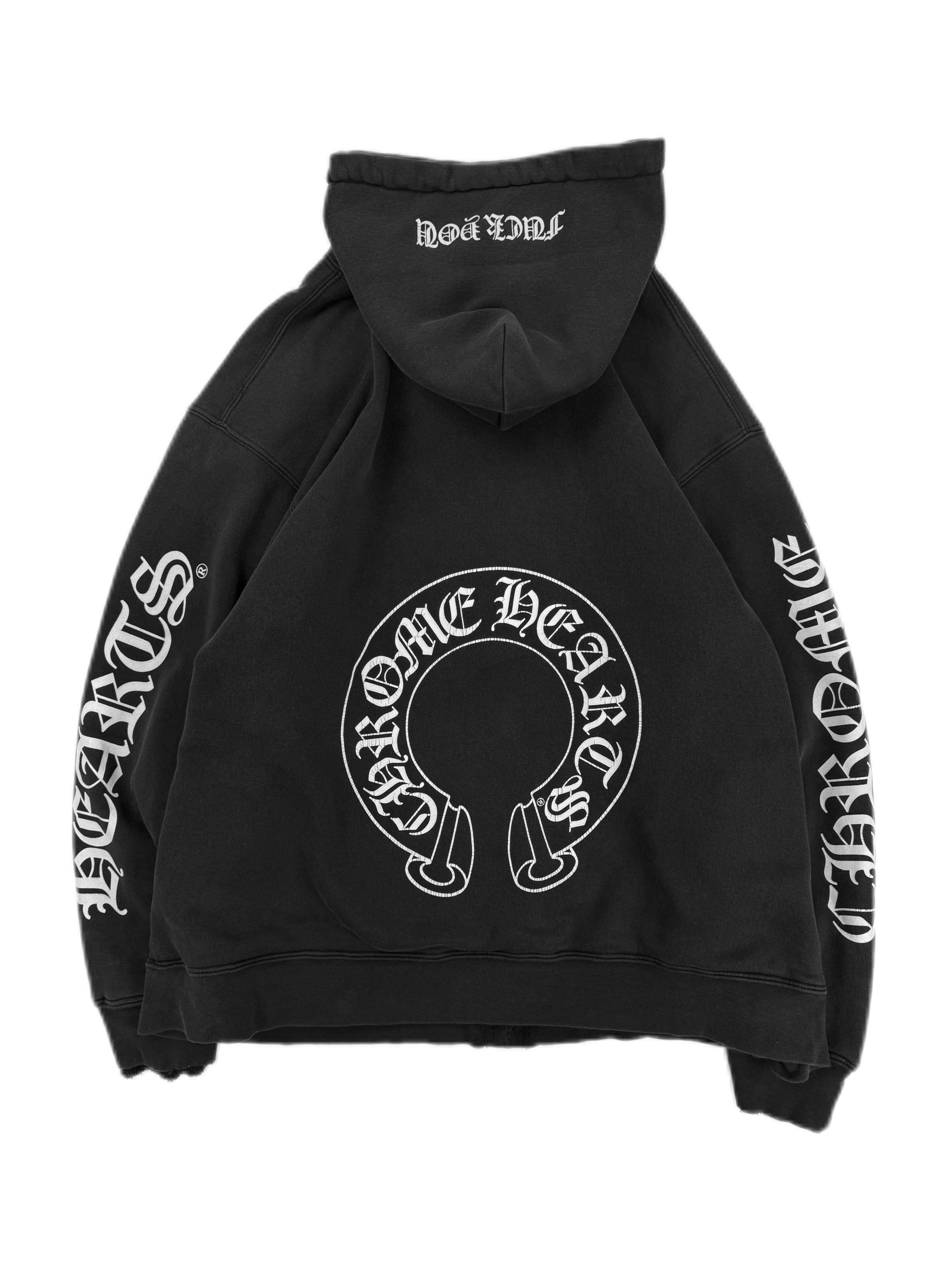 Chrome Hearts Thermal Lined Fuck You Faded Repaired Horse Shoe Hoodie