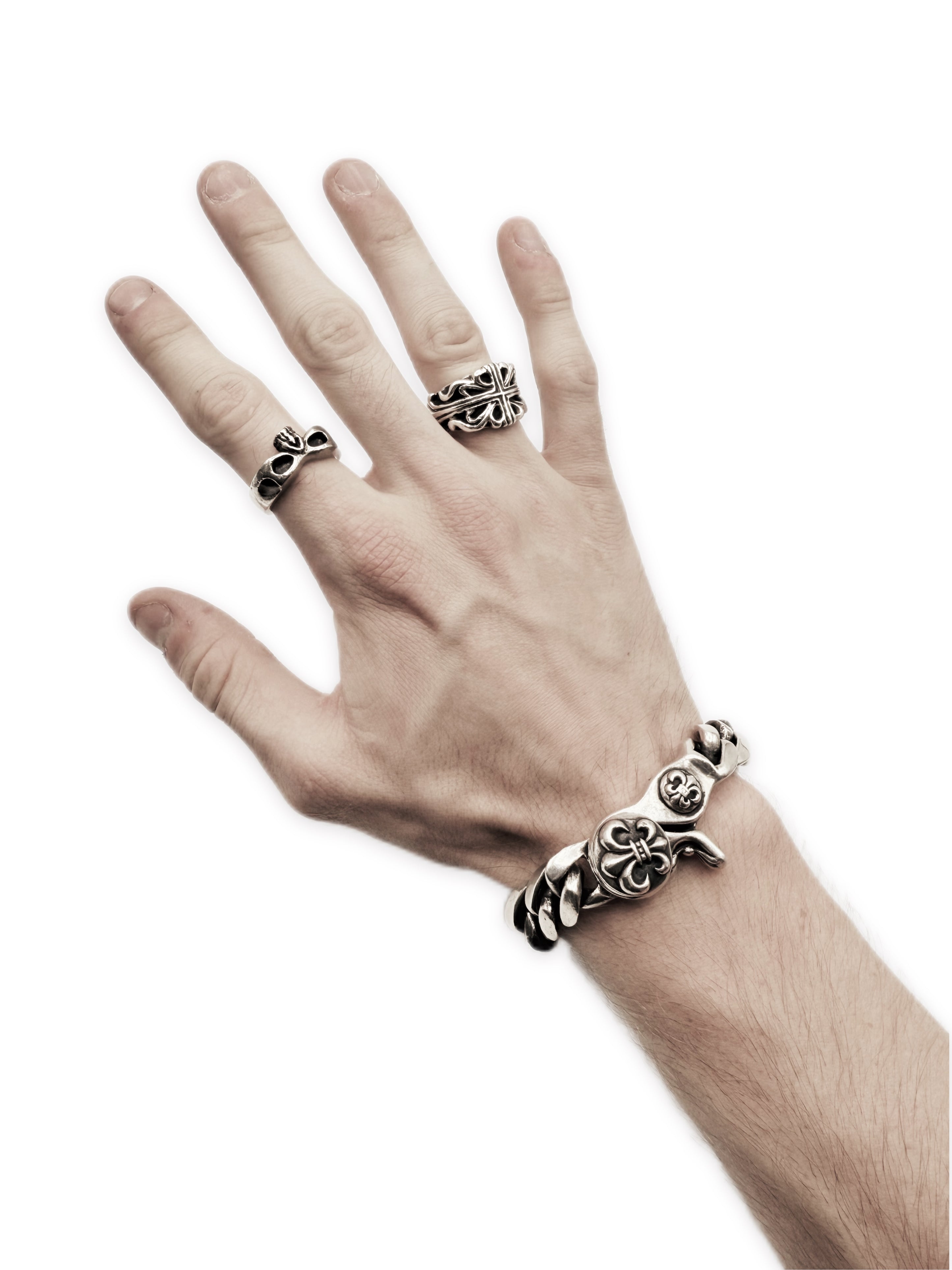 Chrome Hearts Fleur de Lis Lobster Clasp Cuban Link Bracelet