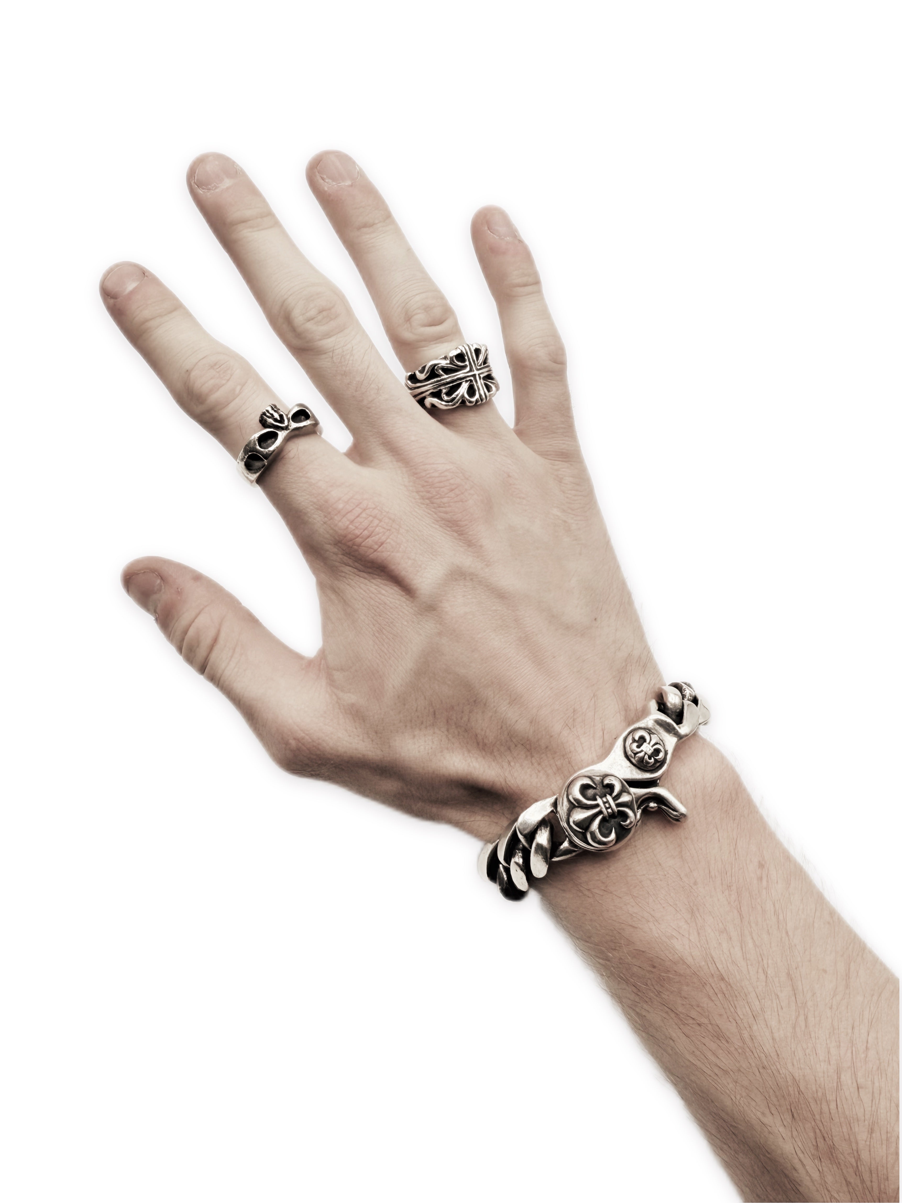 Chrome Hearts Fleur de Lis Lobster Clasp Cuban Link Bracelet