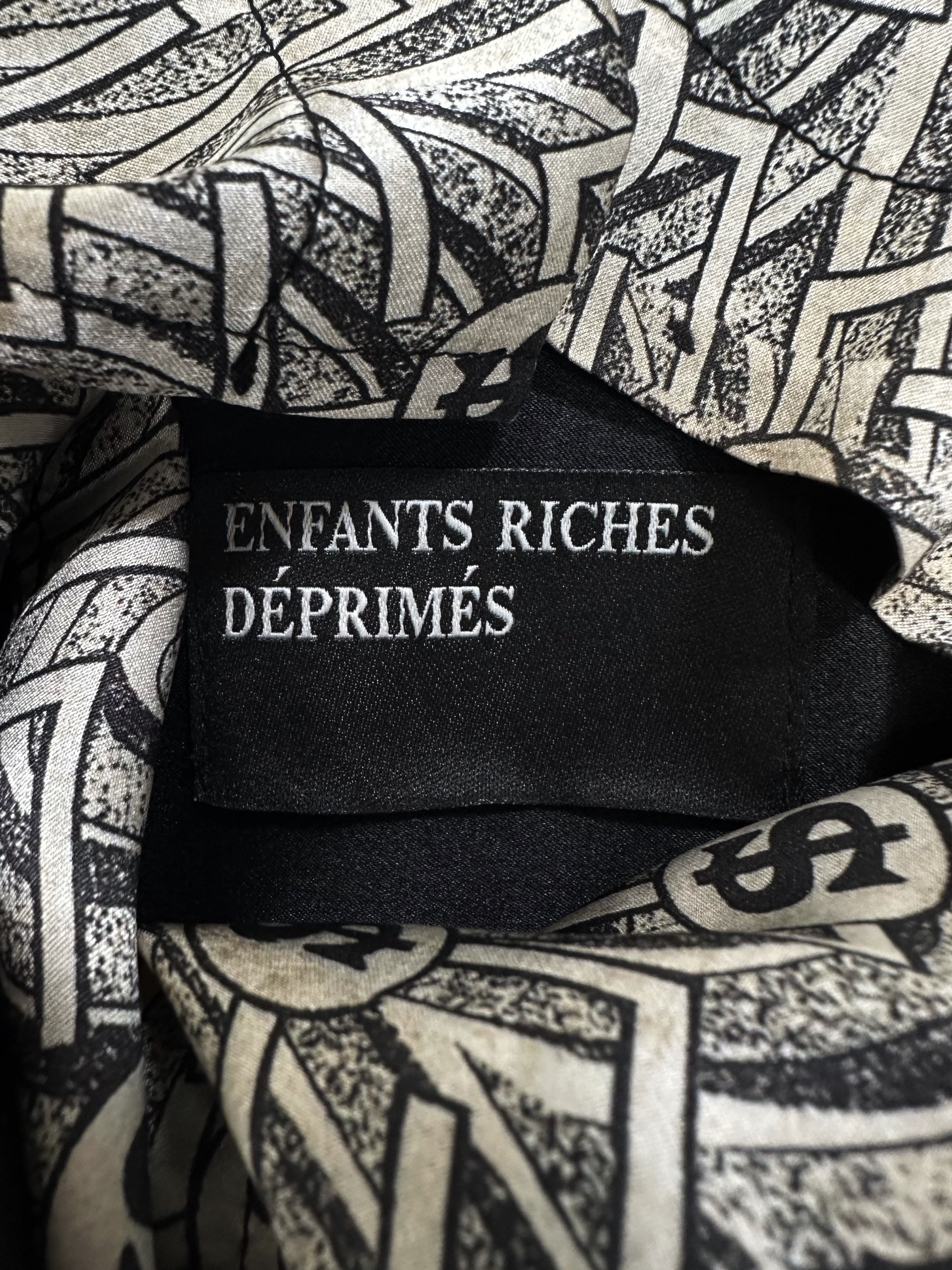 SS20 Enfants Riches Deprimes Silk ‘Capatilisme’ Graphic Collared Shirt