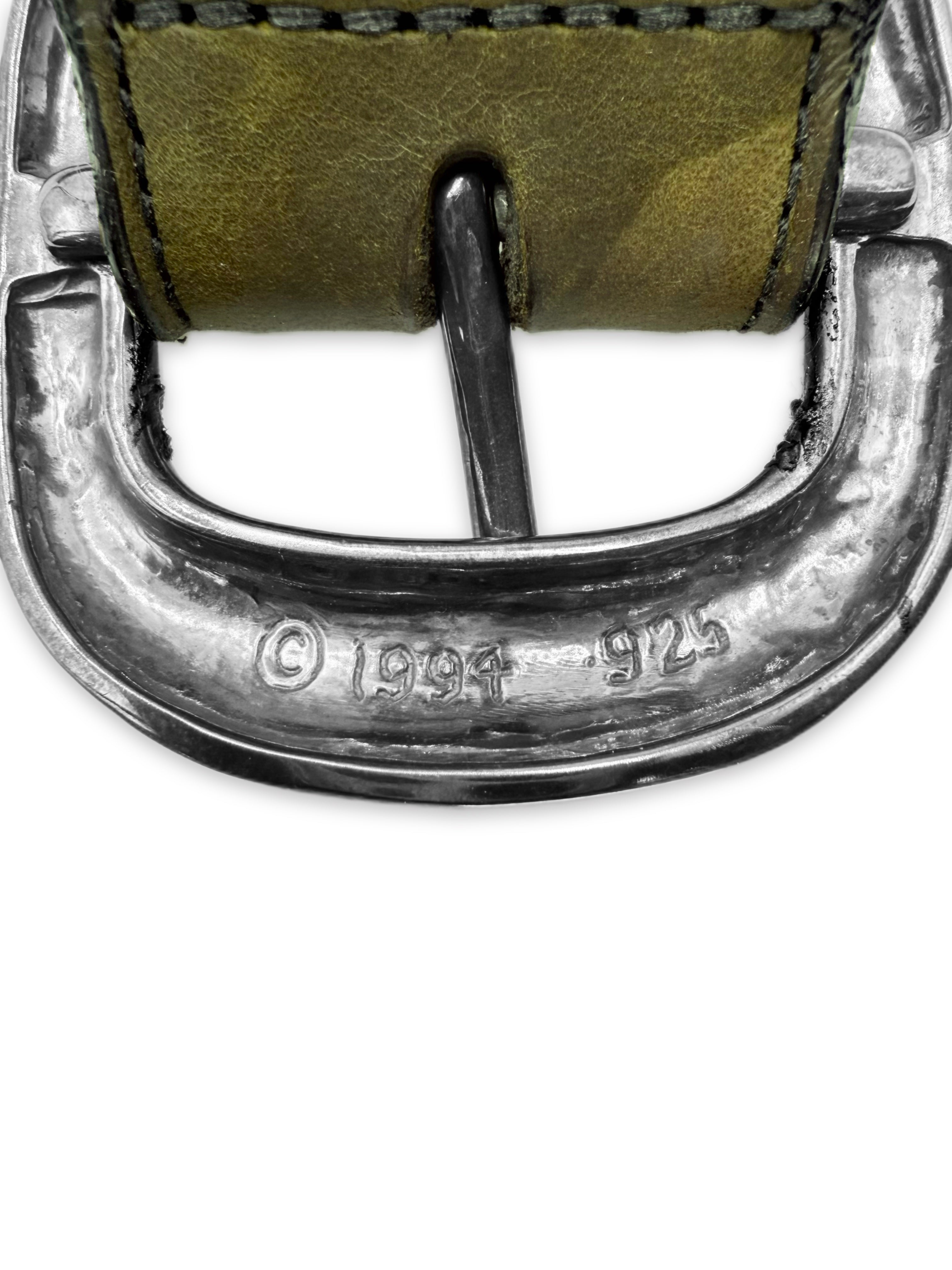 Chrome Hearts Green Camouflage Leather ‘Gunslinger’ .925 Silver Belt