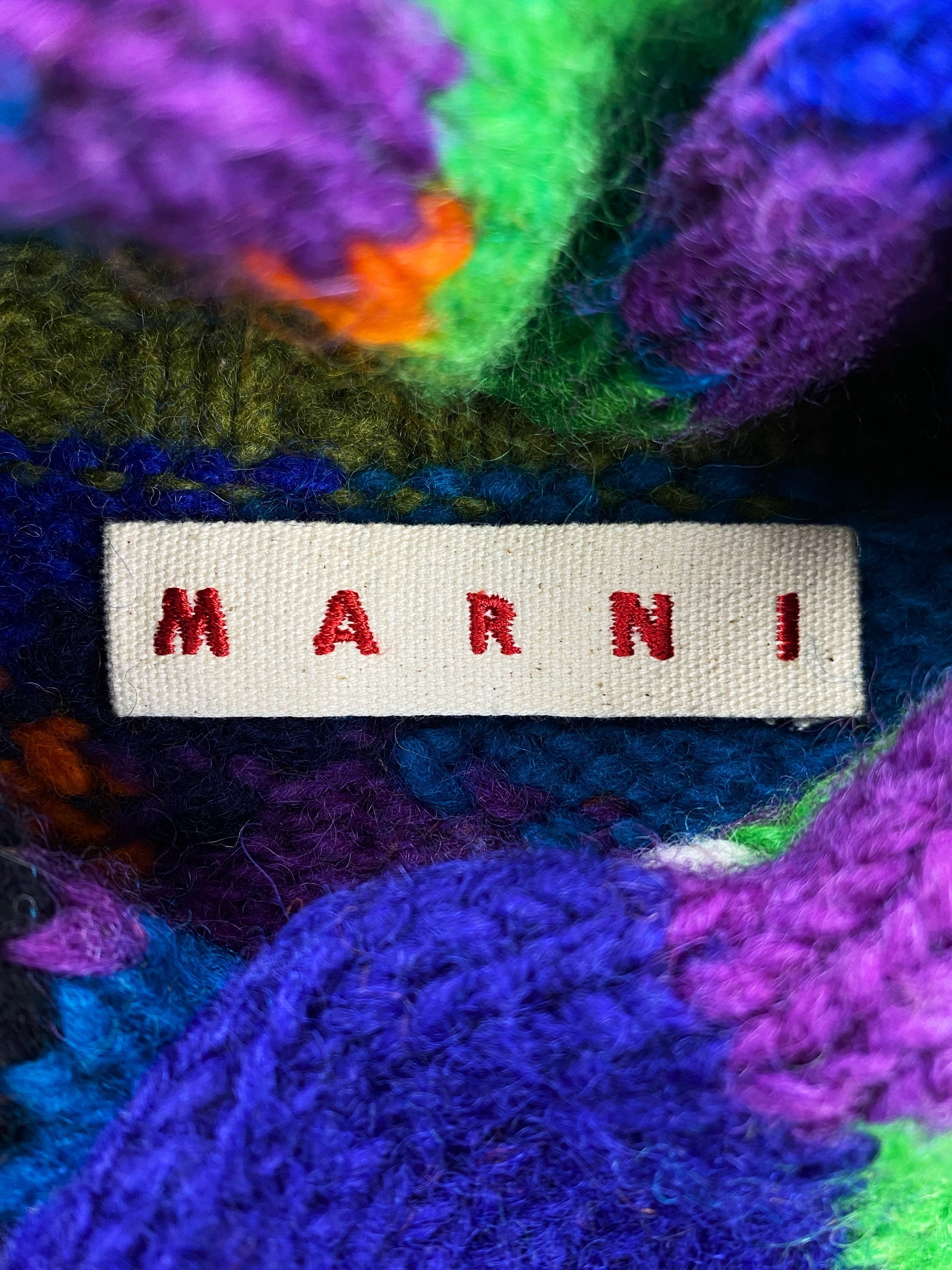 Marni Colour Block Weaved Pattern Tonal Knit Sweater