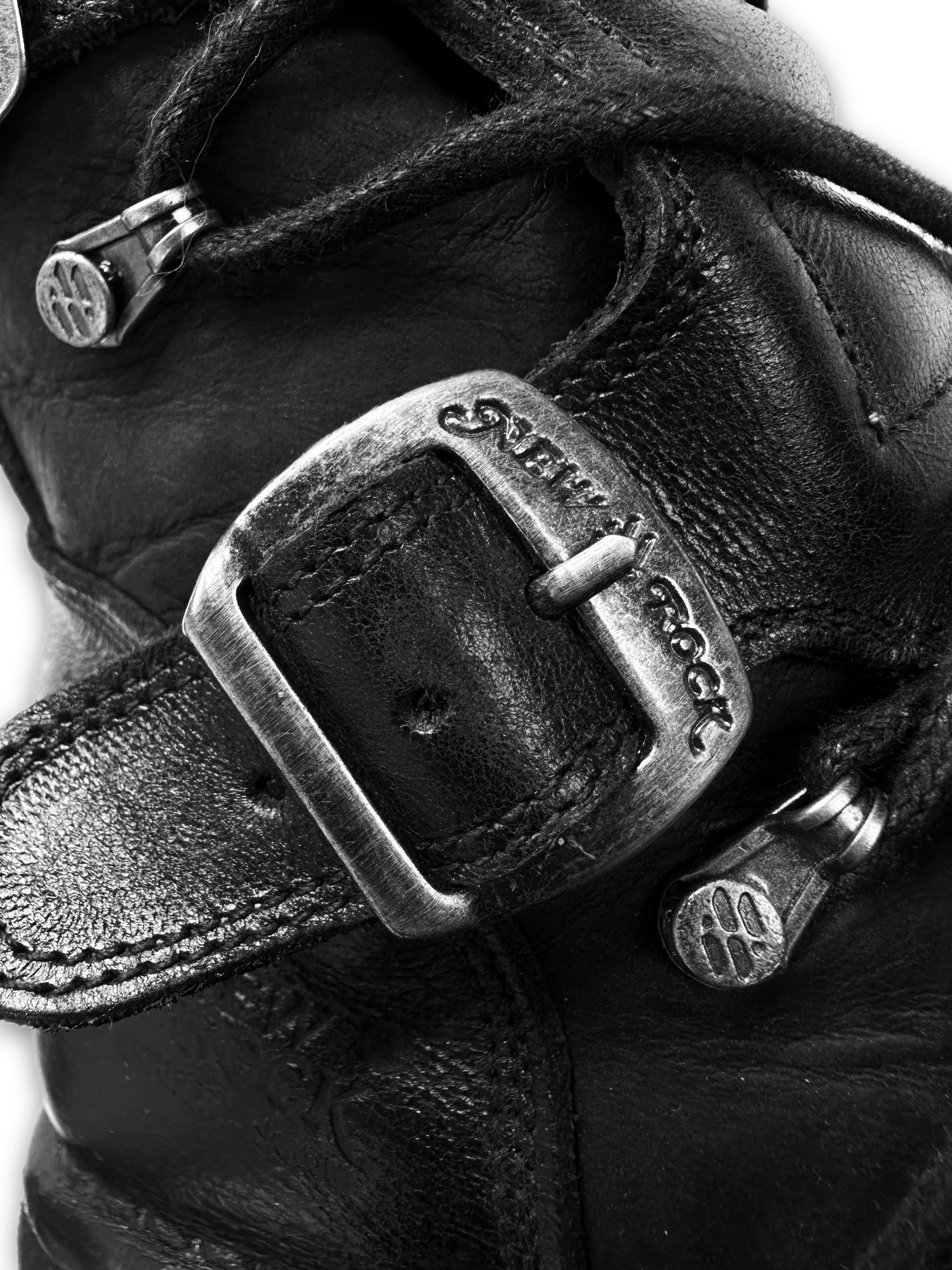 New Rock M-272-S1 Black Leather Belted Platform Boots