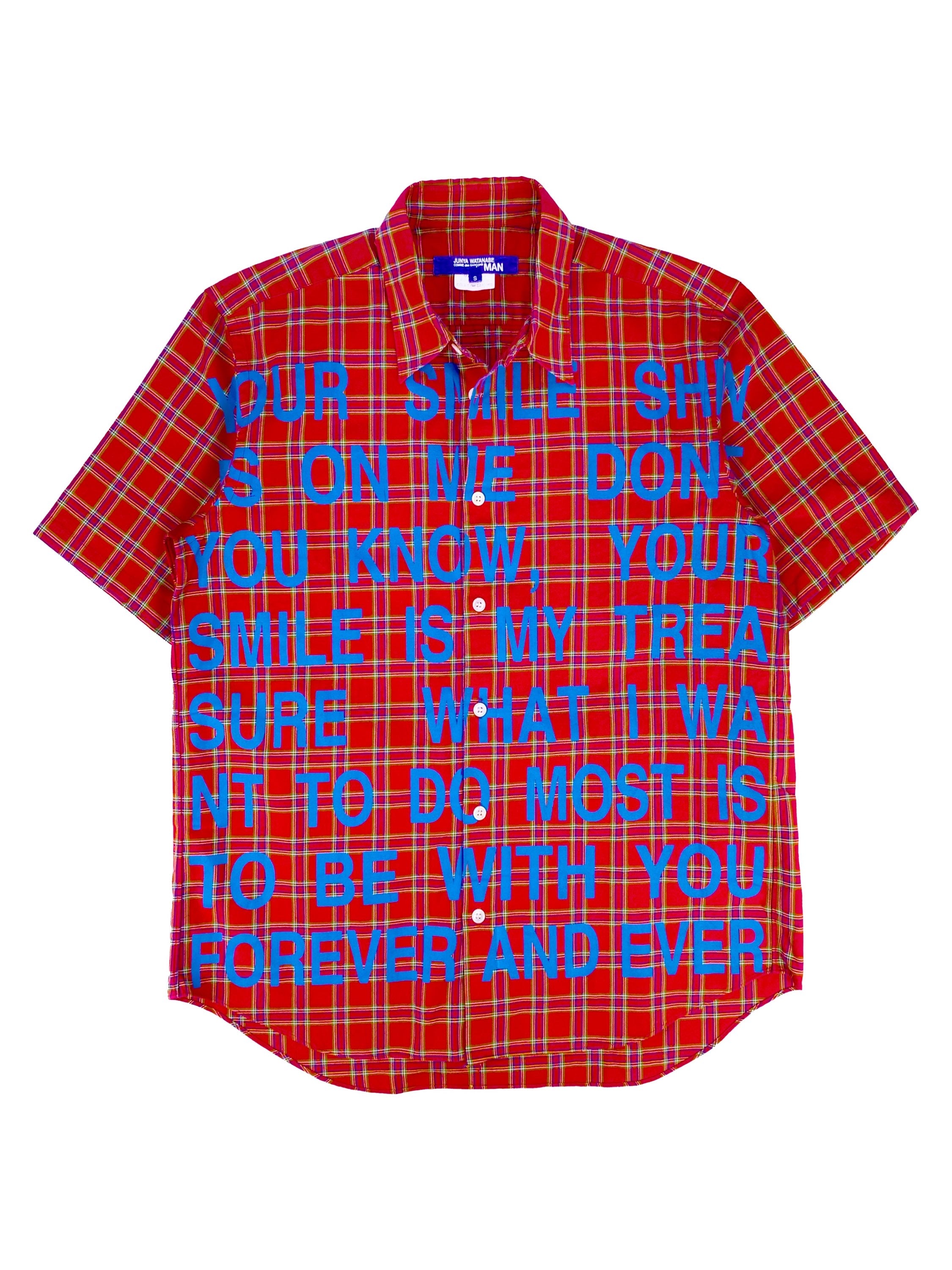 SS02 Junya Watanabe ‘Your Smile’ Poem Checkered Button Up