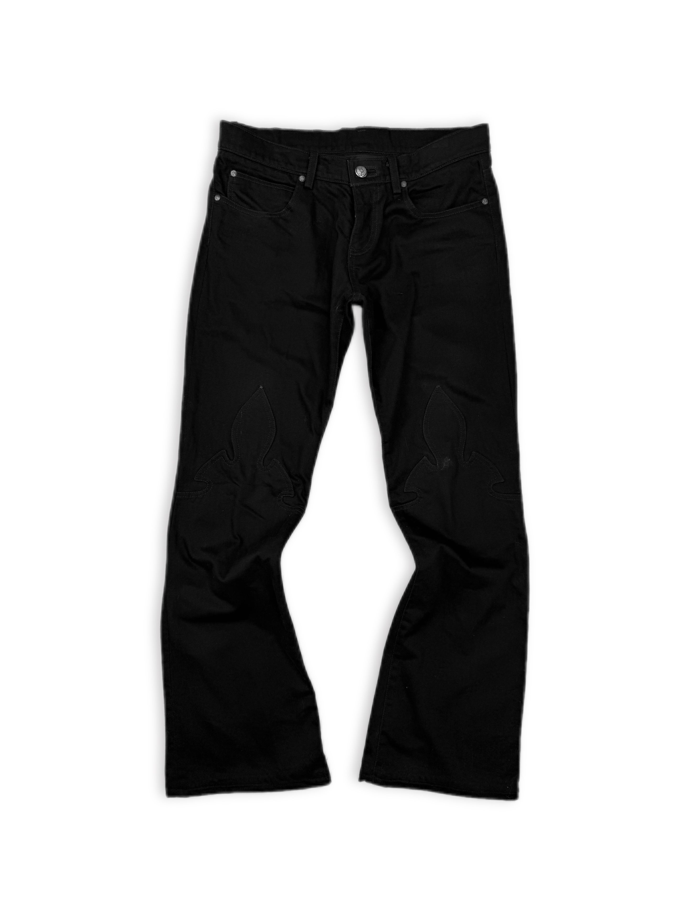 Chrome Hearts Flared Black Dagger Zip Fleur Knee Jeans