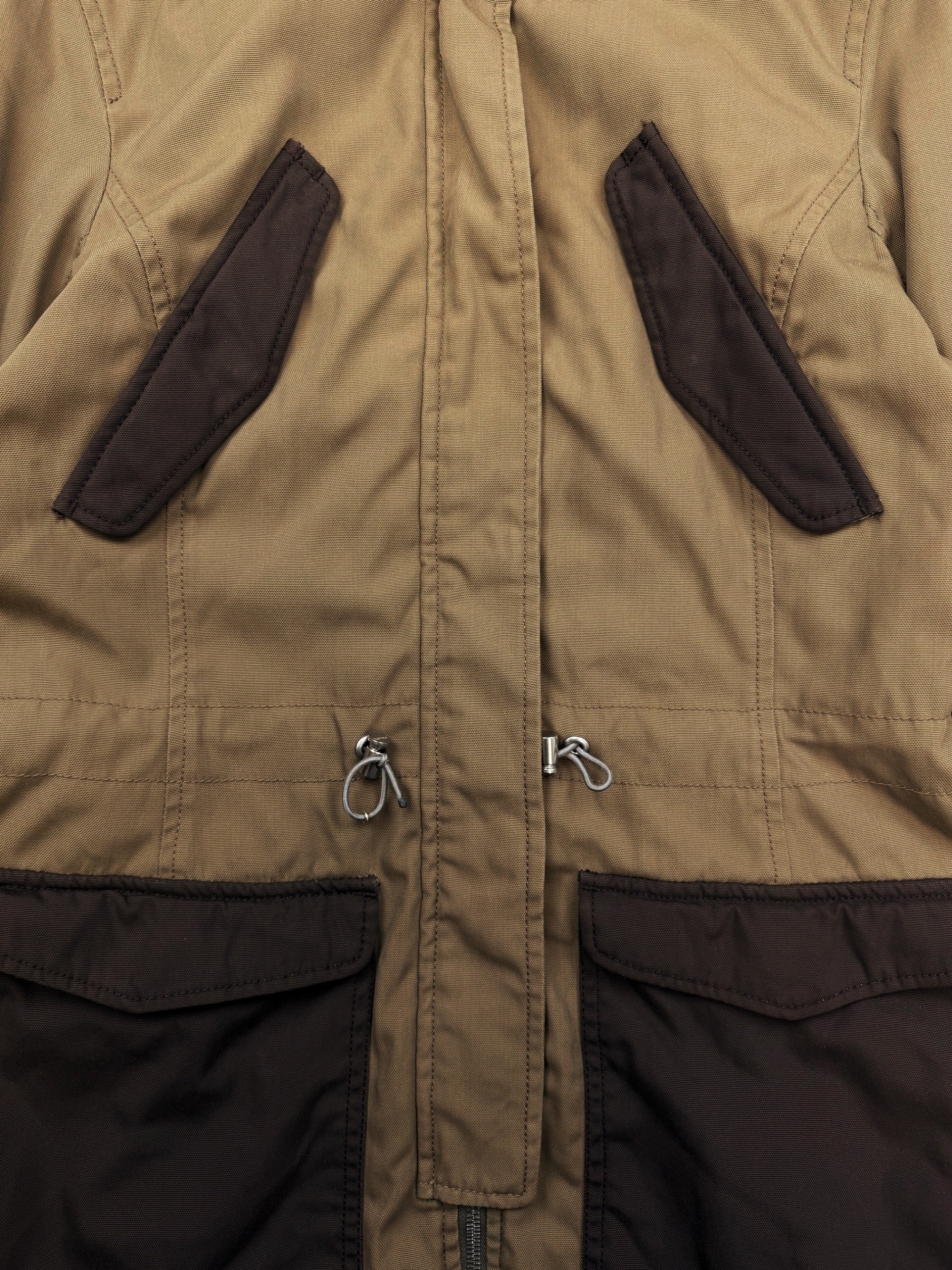 00s Prada Sport Two Tone Nylon Multi Pocket Shearling Jacket