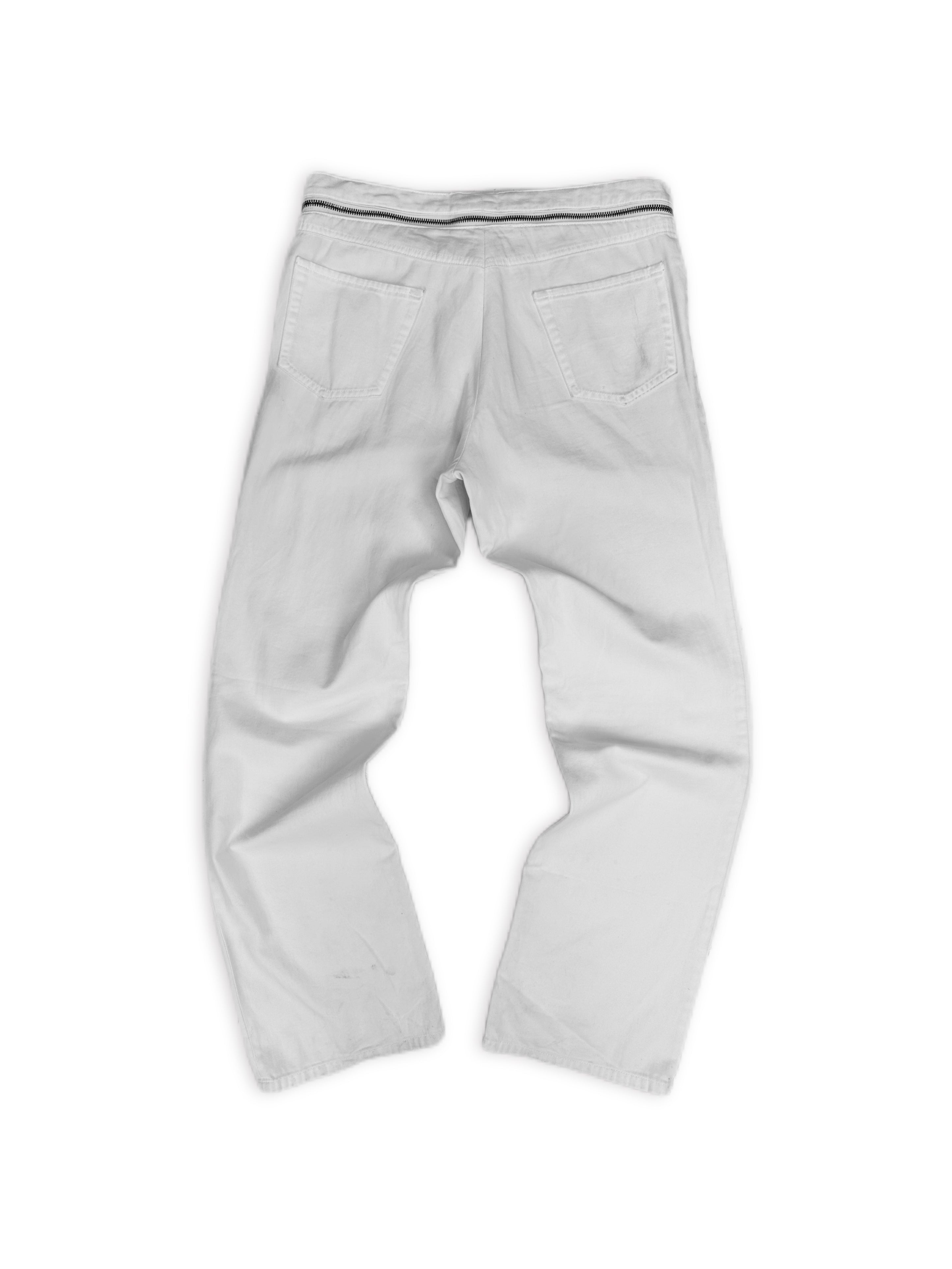 SS02 Raf Simons ‘Kollaps’ Zipper Waistband White Slim Pants