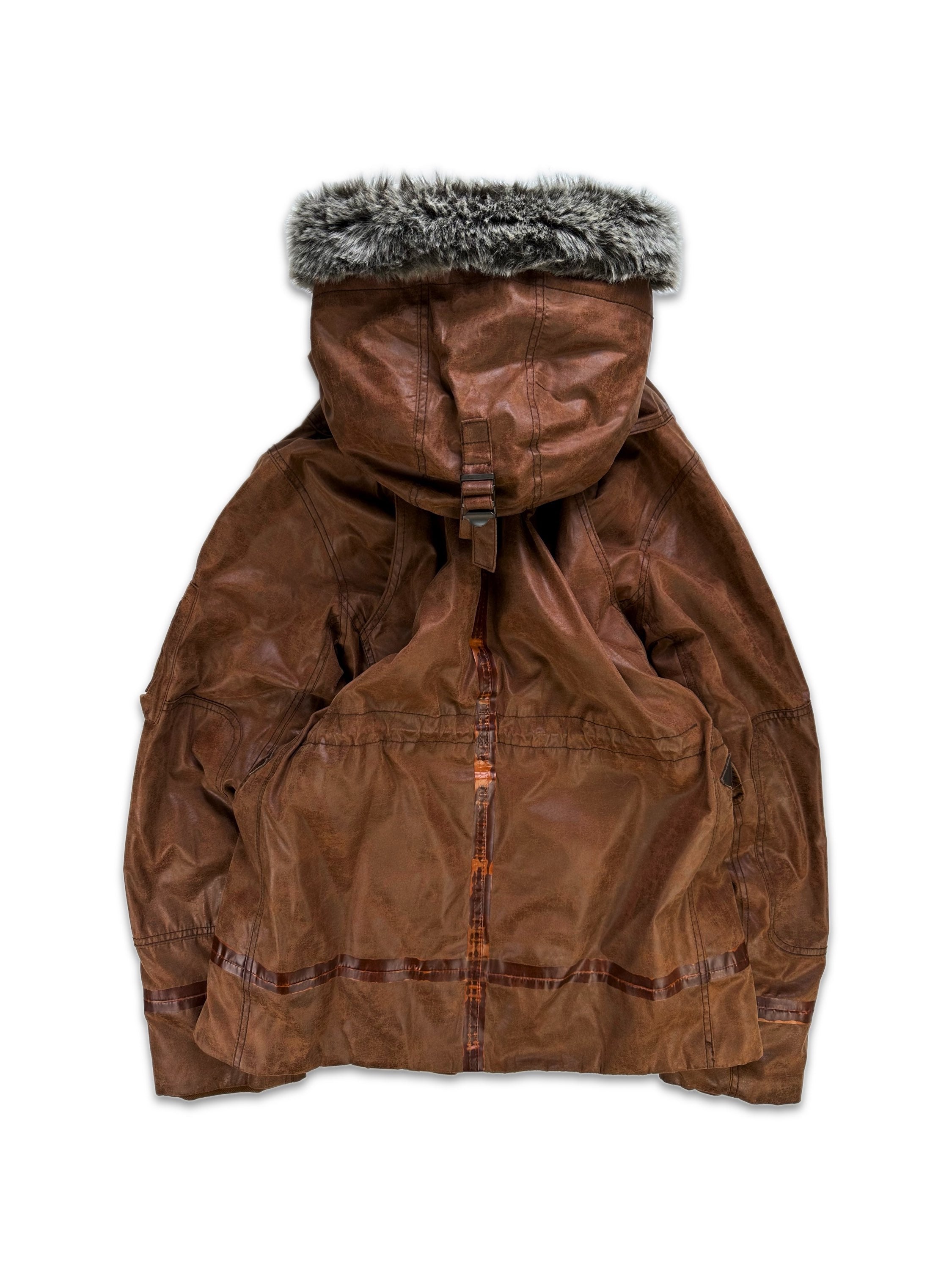 00s Final Home Fur Hood MA-1 Cargo Trench Coat