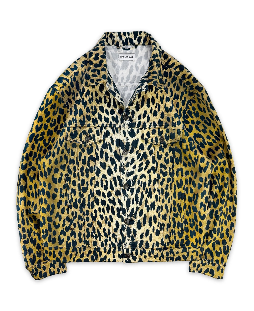 SS19 Balenciaga ‘Cheetah’ Print Oversized Denim Trucker Jacket