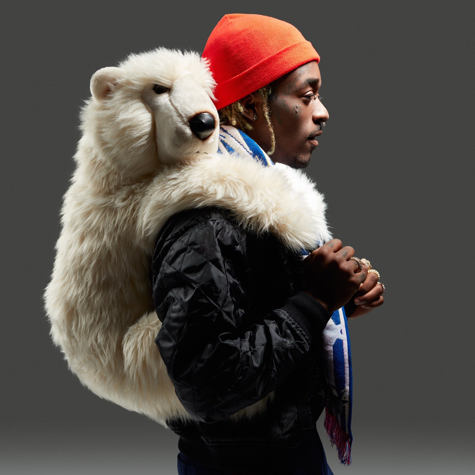 FW17 Dolce &amp; Gabbana Full Size Polar Bear Faux Fur Plush Backpack