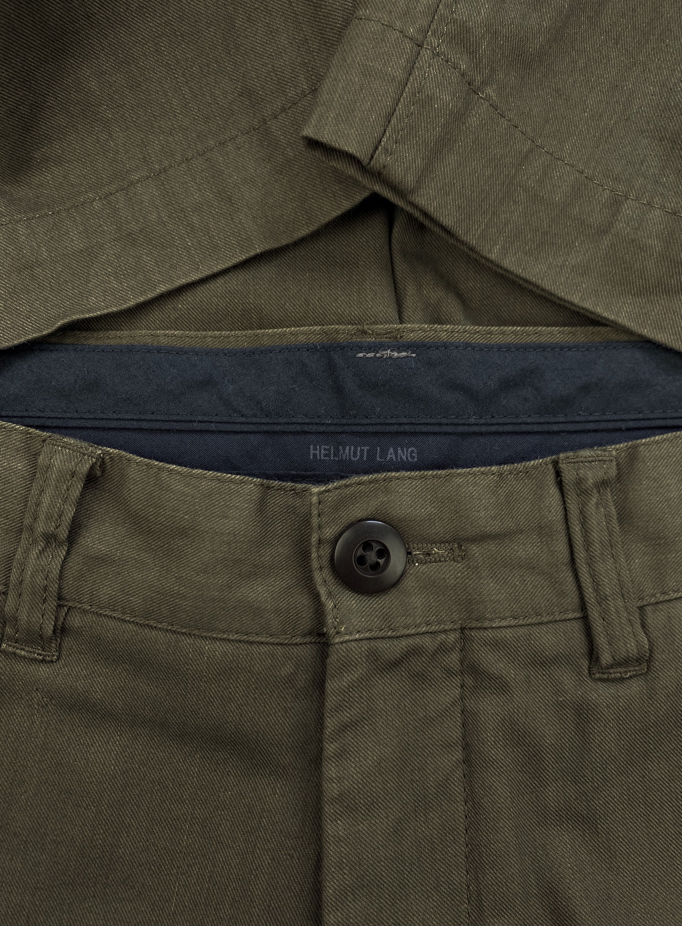 AW04 Helmut Lang Leather Strap Olive Green Bondage Pants