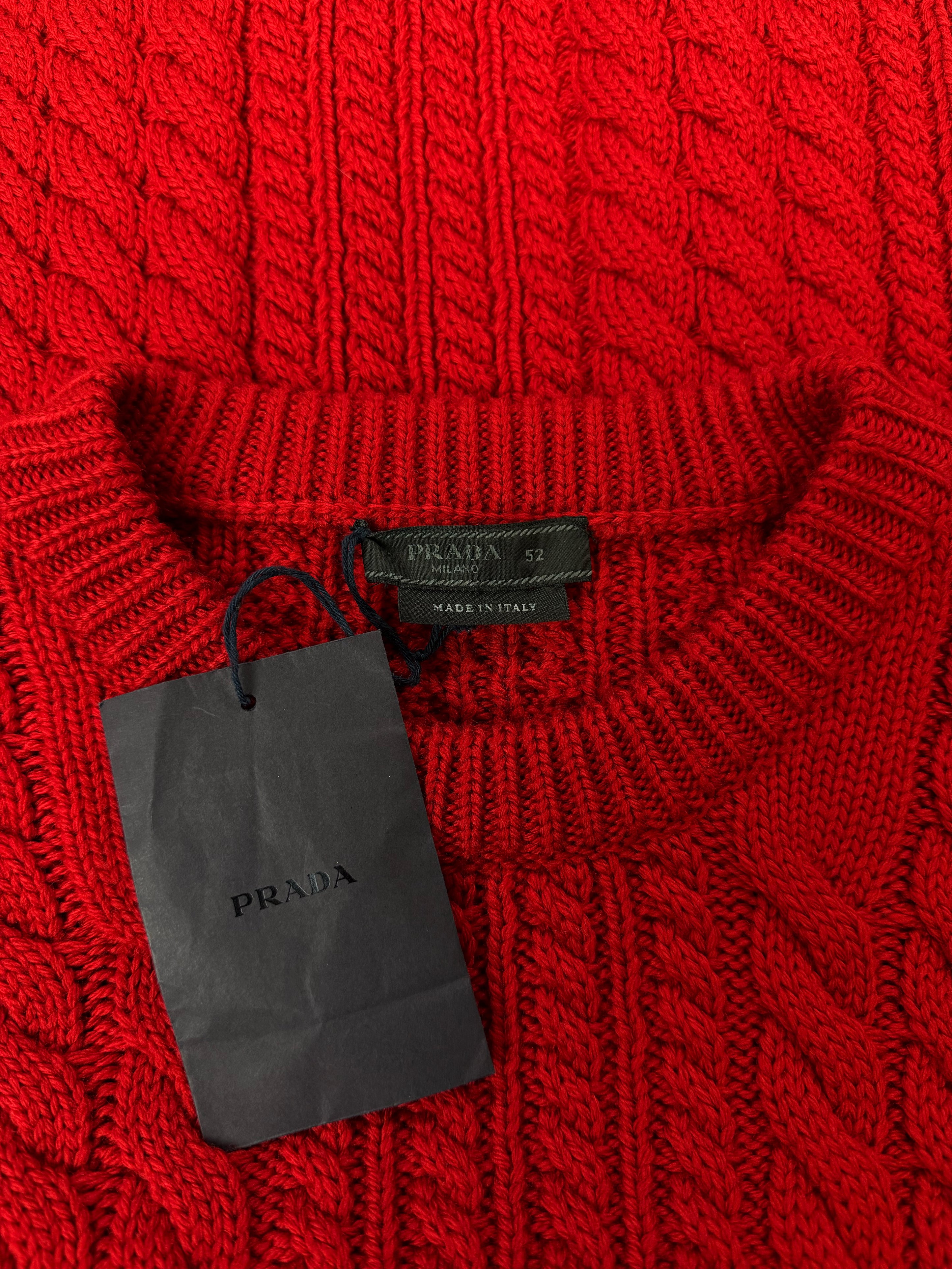 AW17 Prada Cherry Red ‘Cable Knit’ Sweater