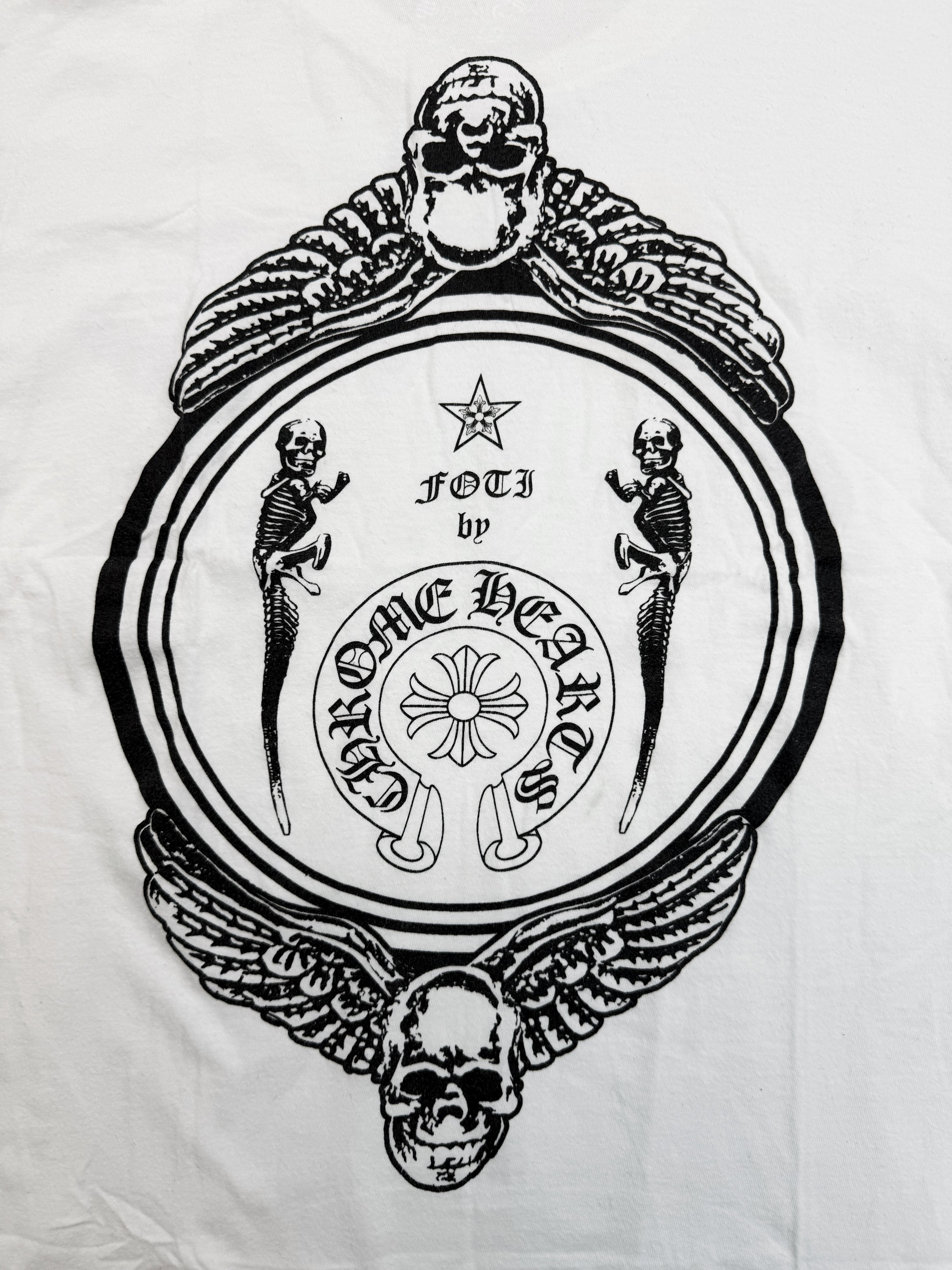 Chrome Hearts x Foti White Horseshoe Logo T-Shirt