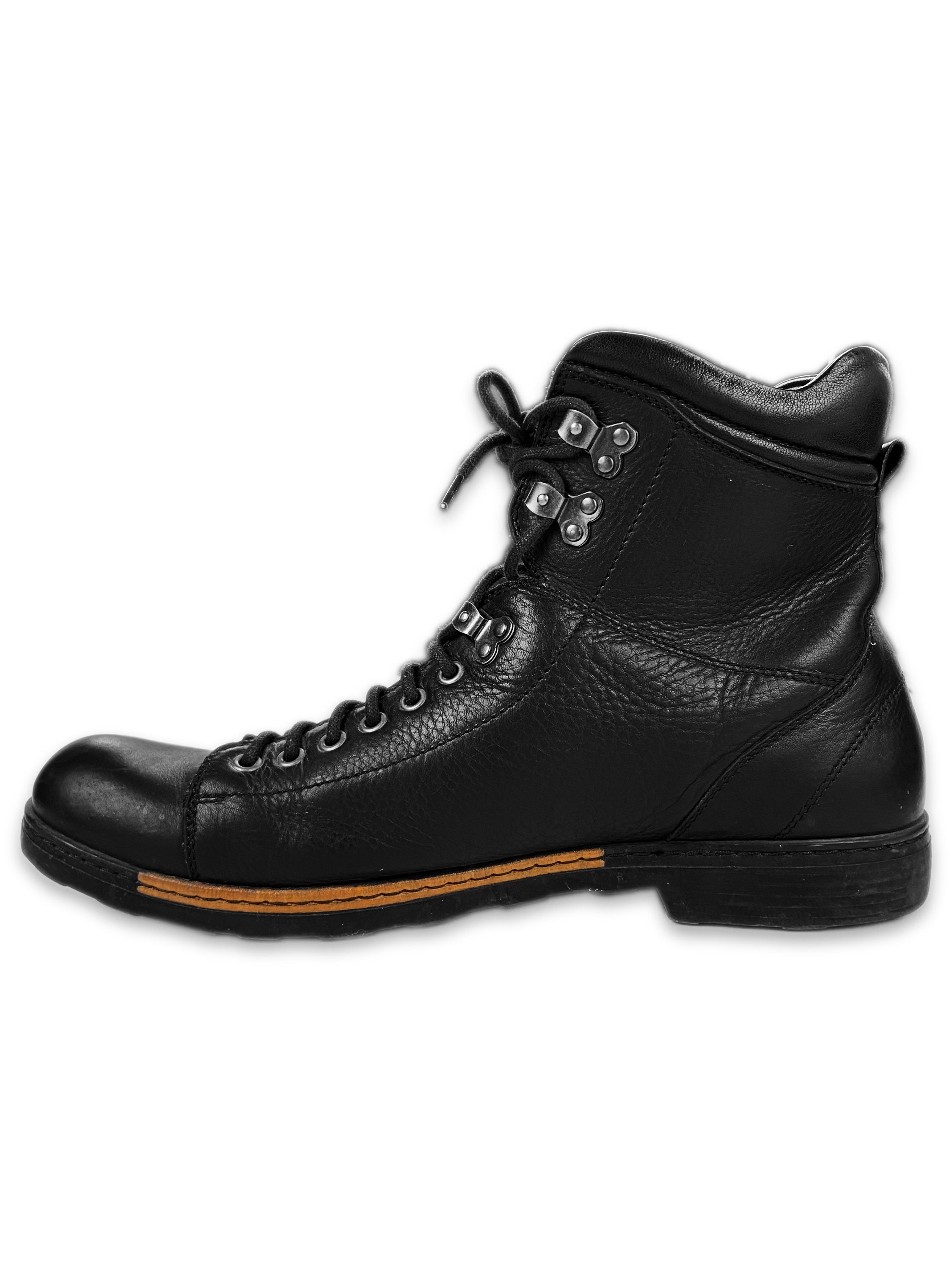 00s Dolce & Gabbana Black Calfskin Leather Combat Boots