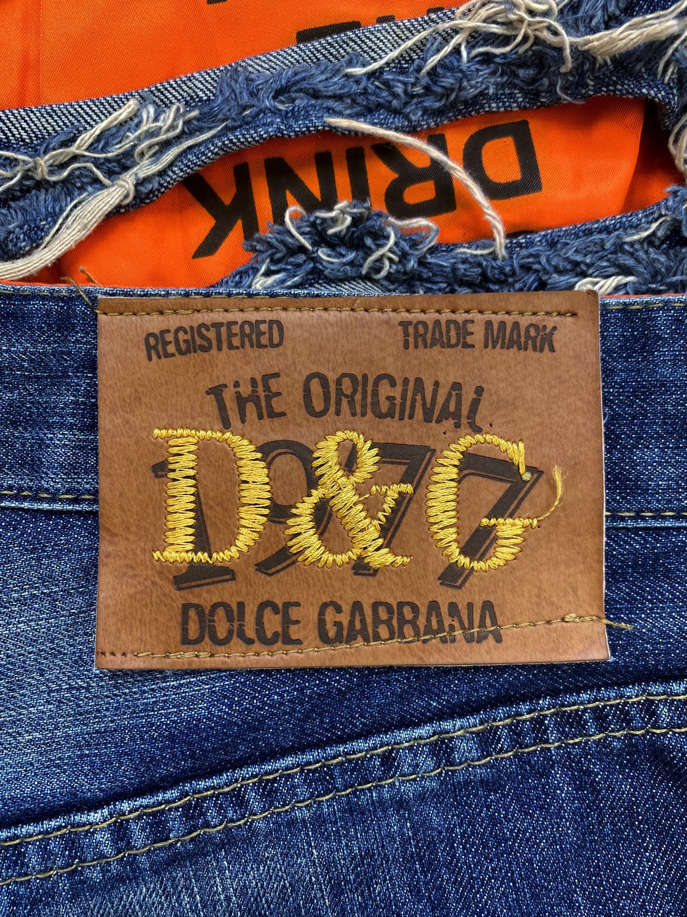 SS06 Dolce & Gabbana “Wake Up” Poem Thrashed Light Wash Denim