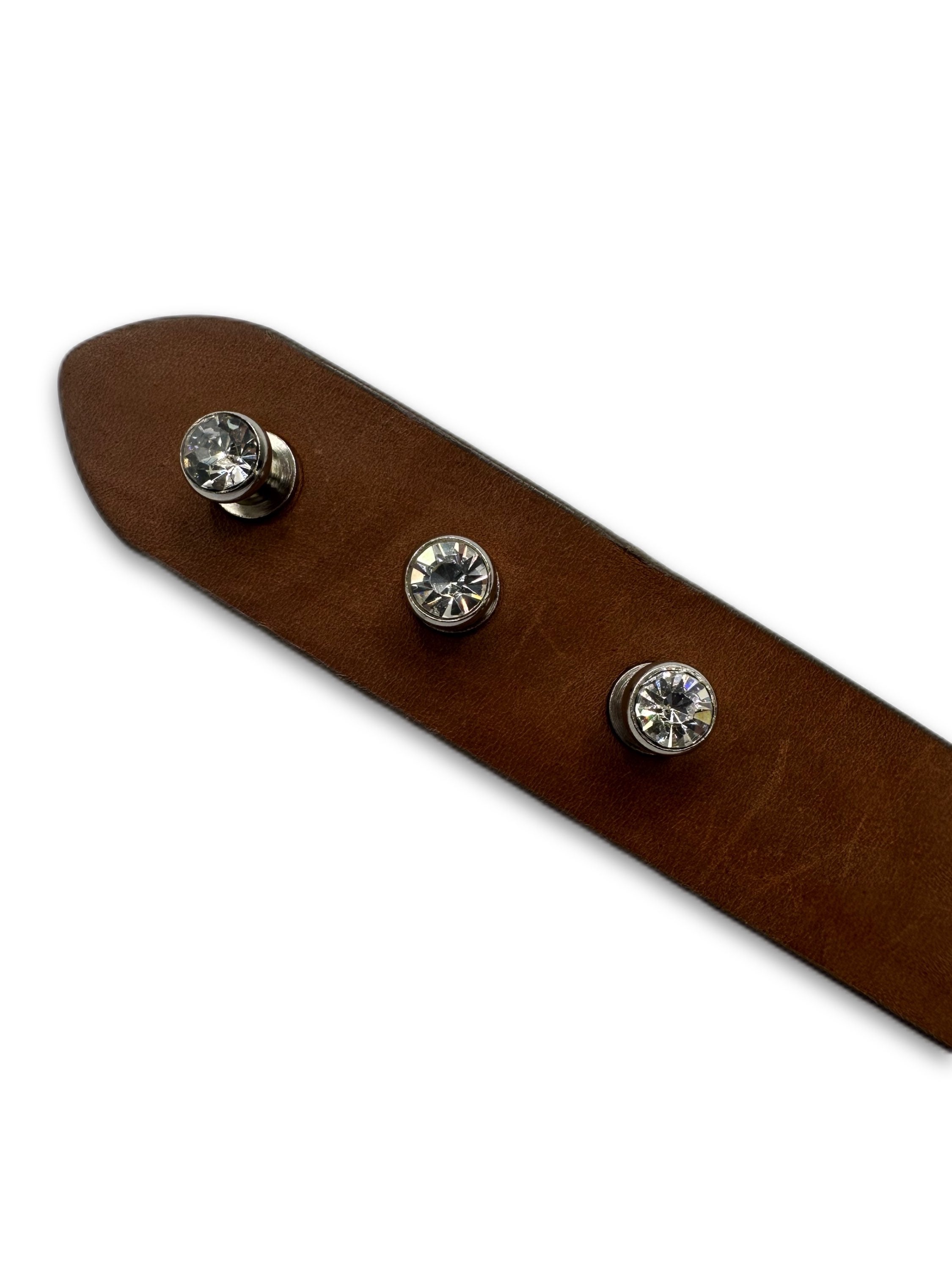 Maison Margiela Diamond Stud Brown Leather Belt