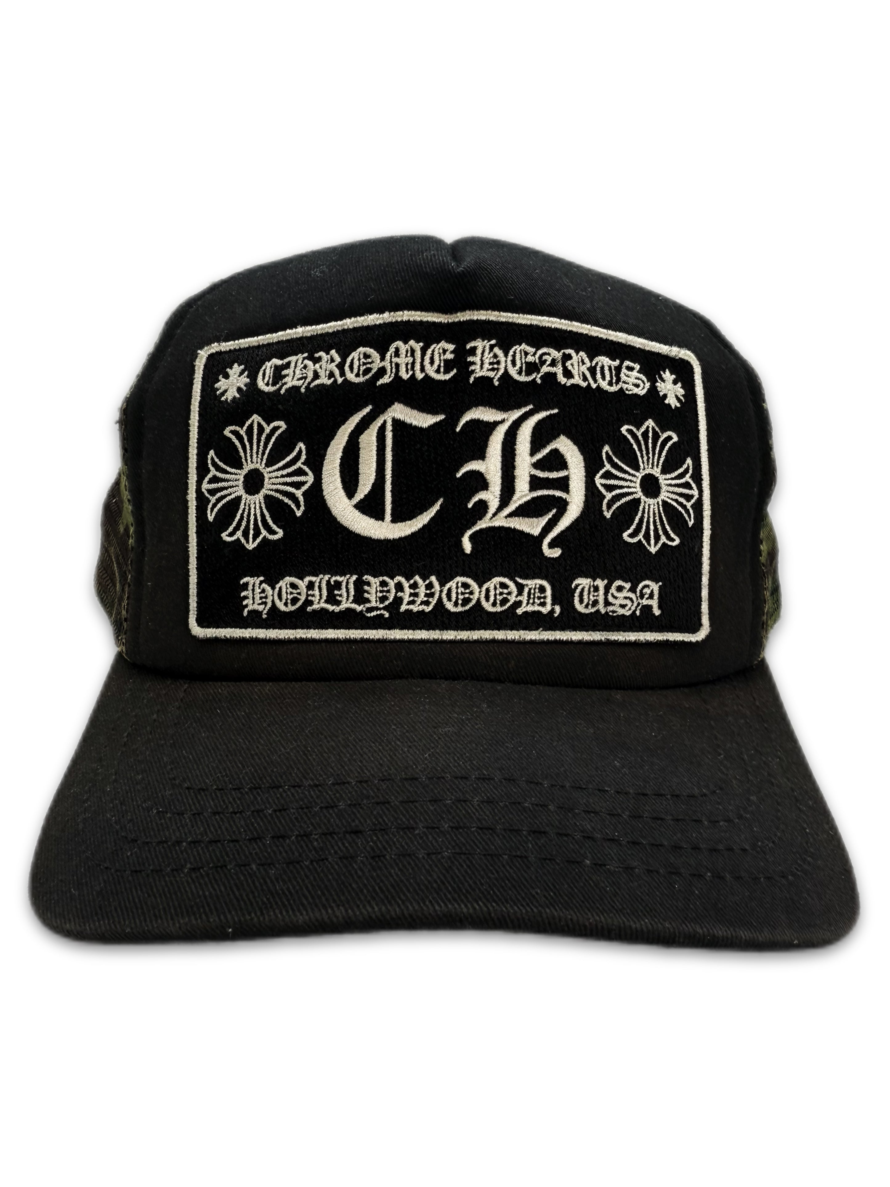 Chrome Hearts Green Camouflage ‘CH’ Embroidered Trucker Hat