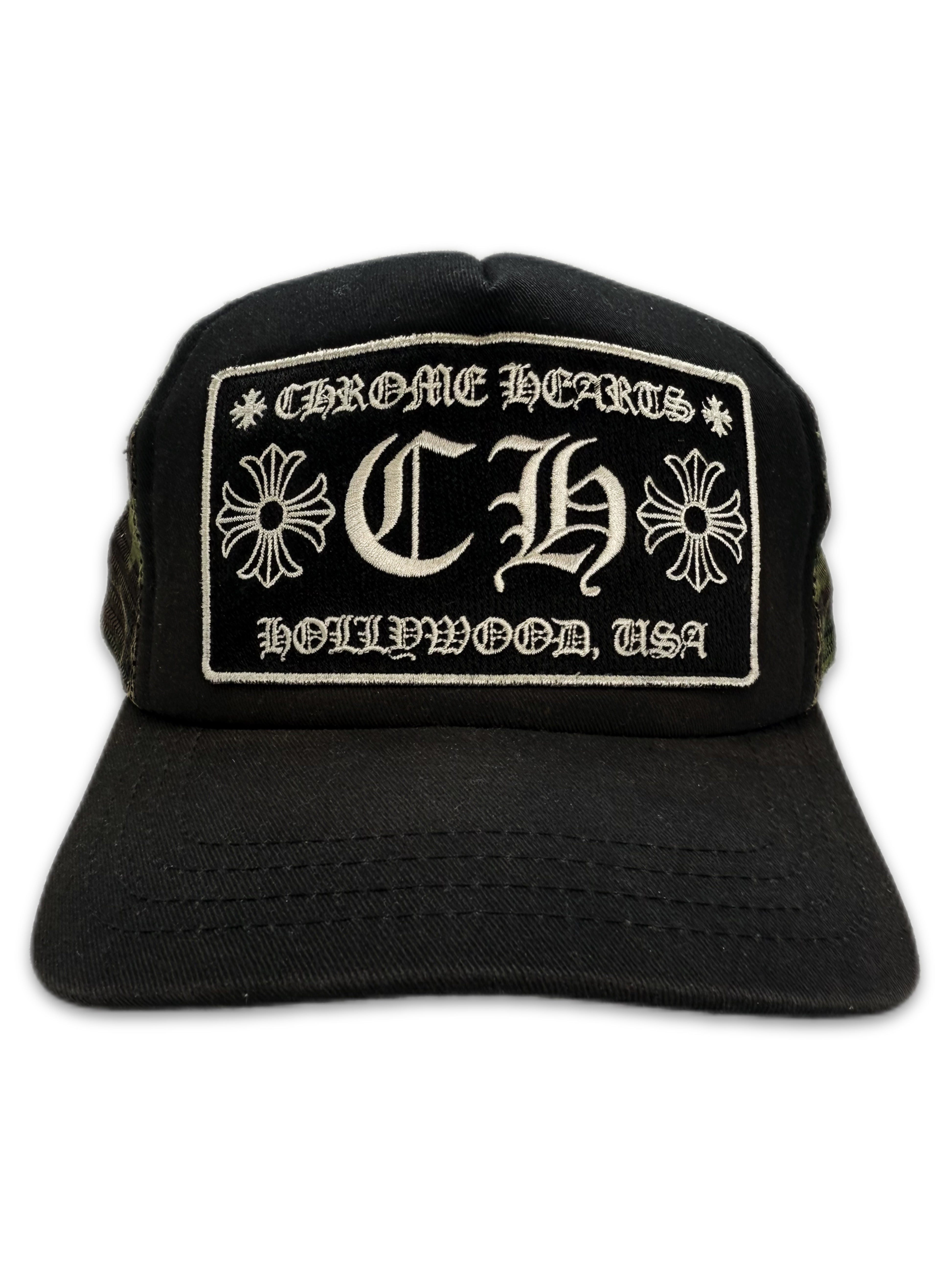 Chrome Hearts Green Camouflage ‘CH’ Embroidered Trucker Hat