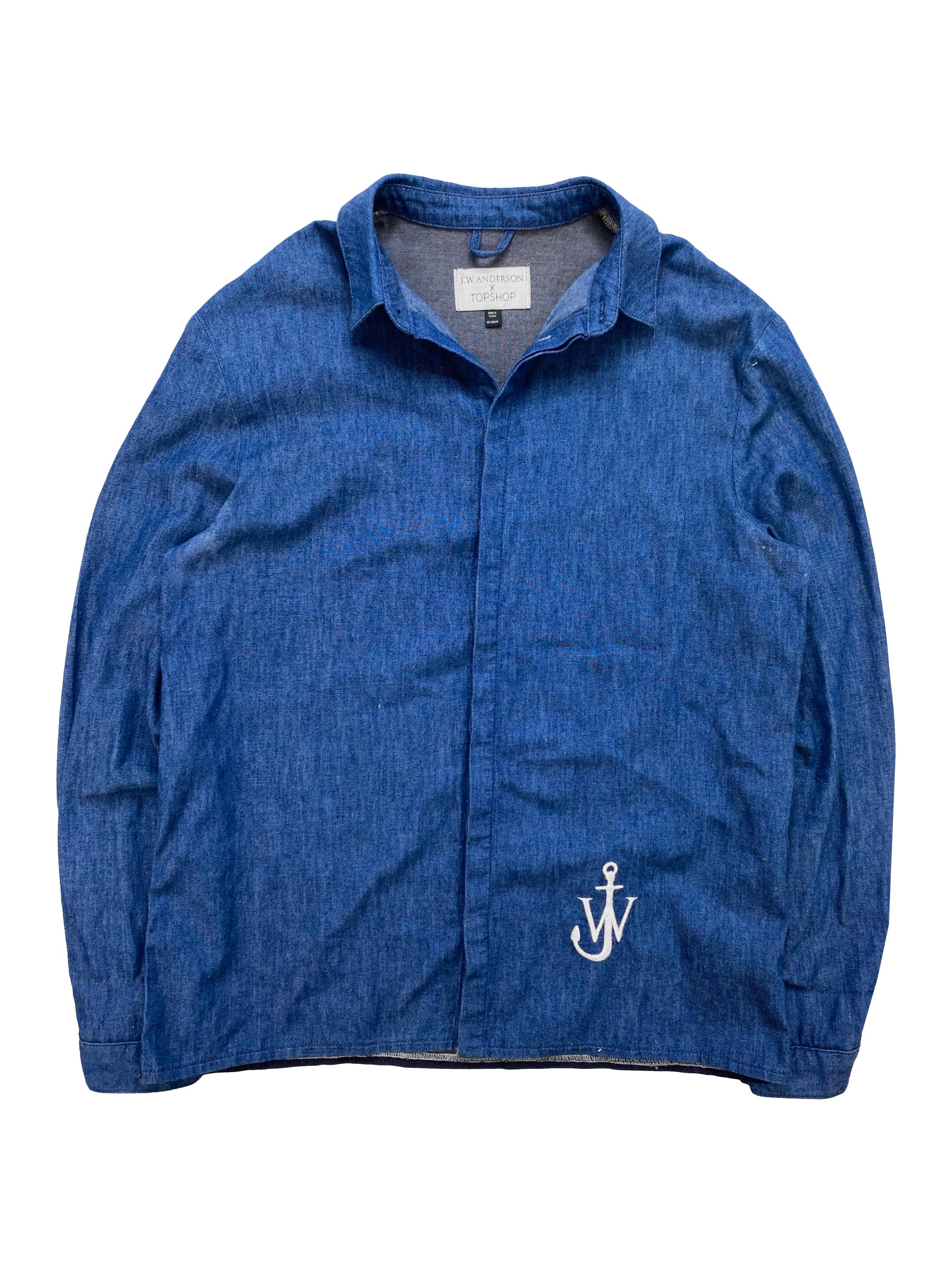 J.W. Anderson x Topshop Denim Embroidered Collared Button Up Shirt
