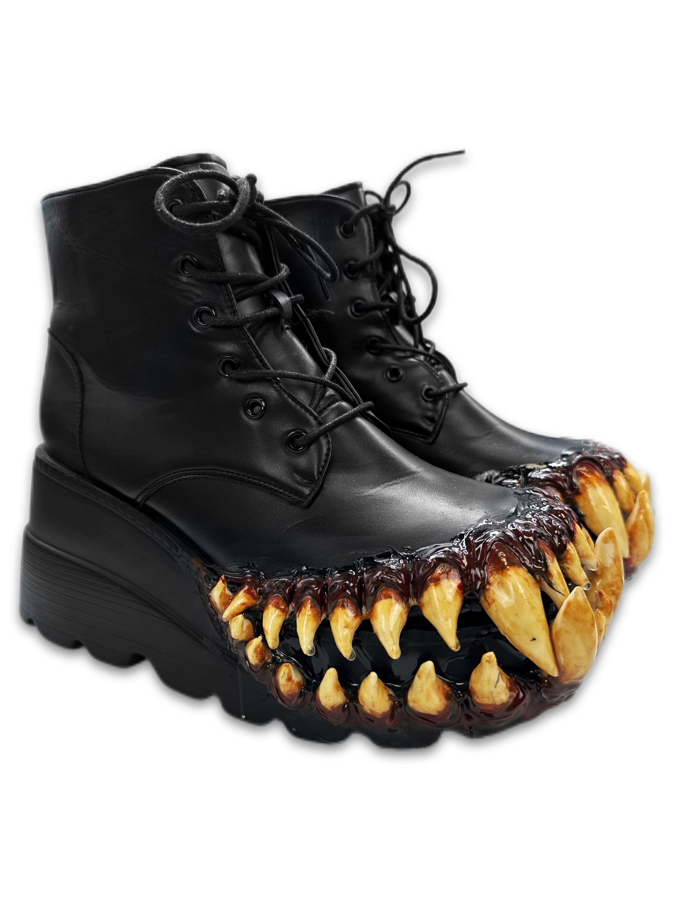 A.M Nightmare ‘Hellhound’ Black Faux Leather Platform Boots