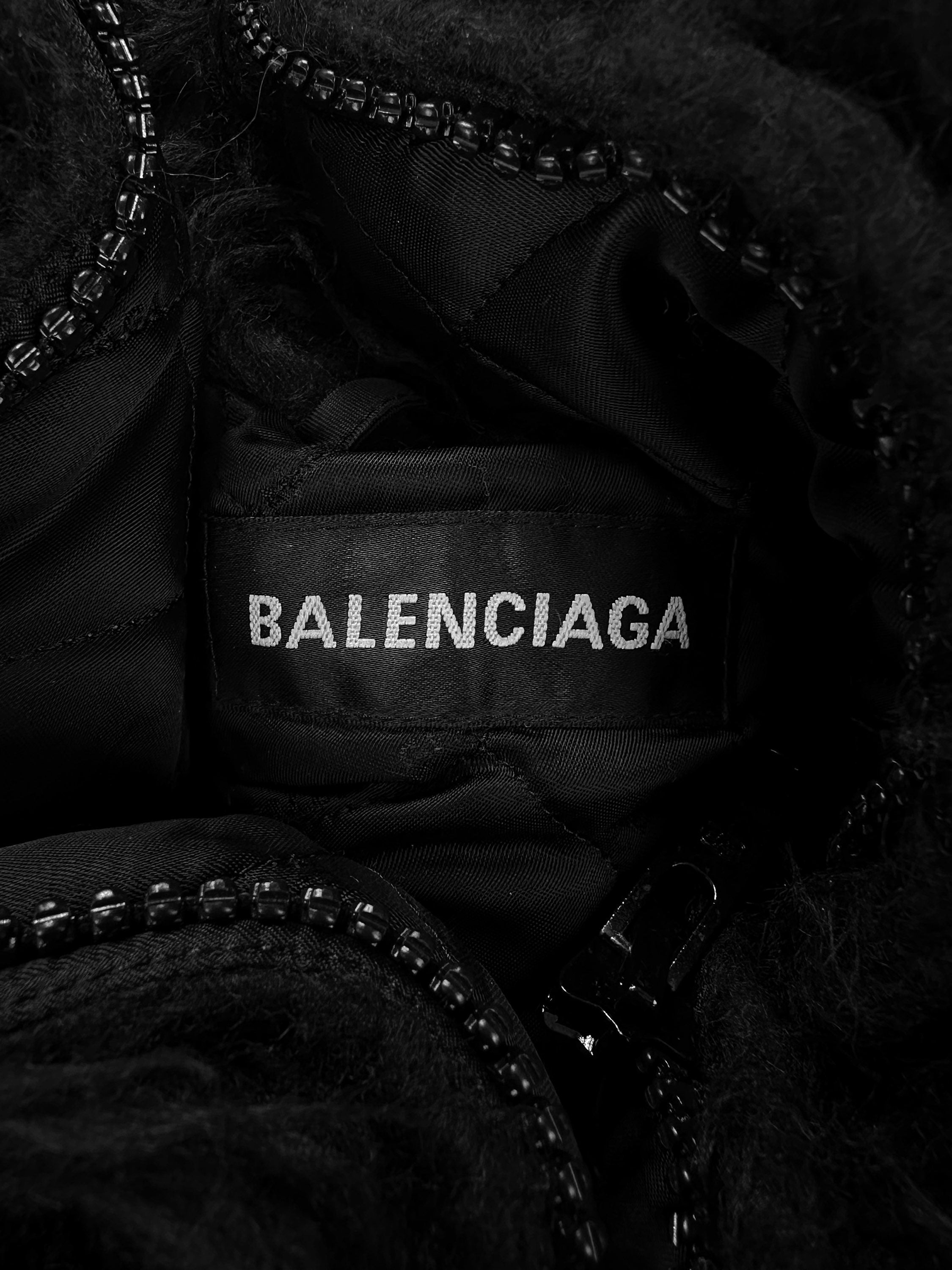 AW20 Balenciaga ‘Faux Fur’ Cropped High Neck Bomber Jacket