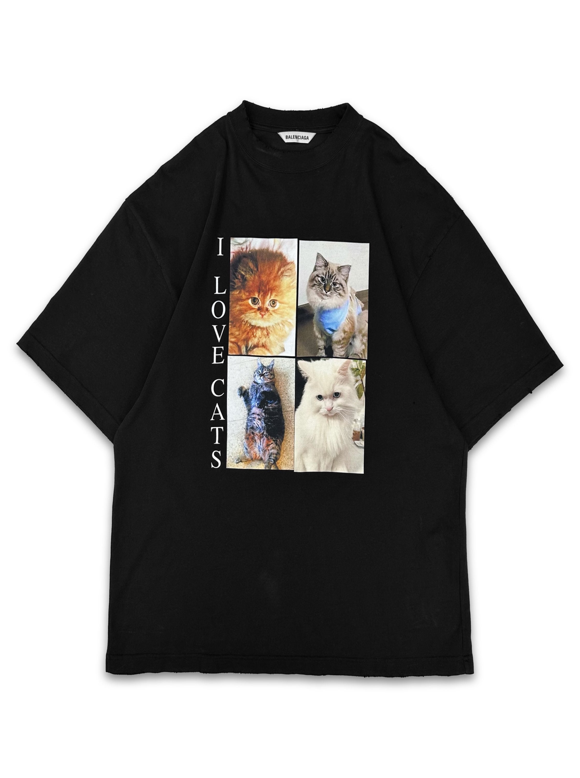 SS20 Balenciaga ‘I Love Cats’ Black Meow Graphic T-Shirt
