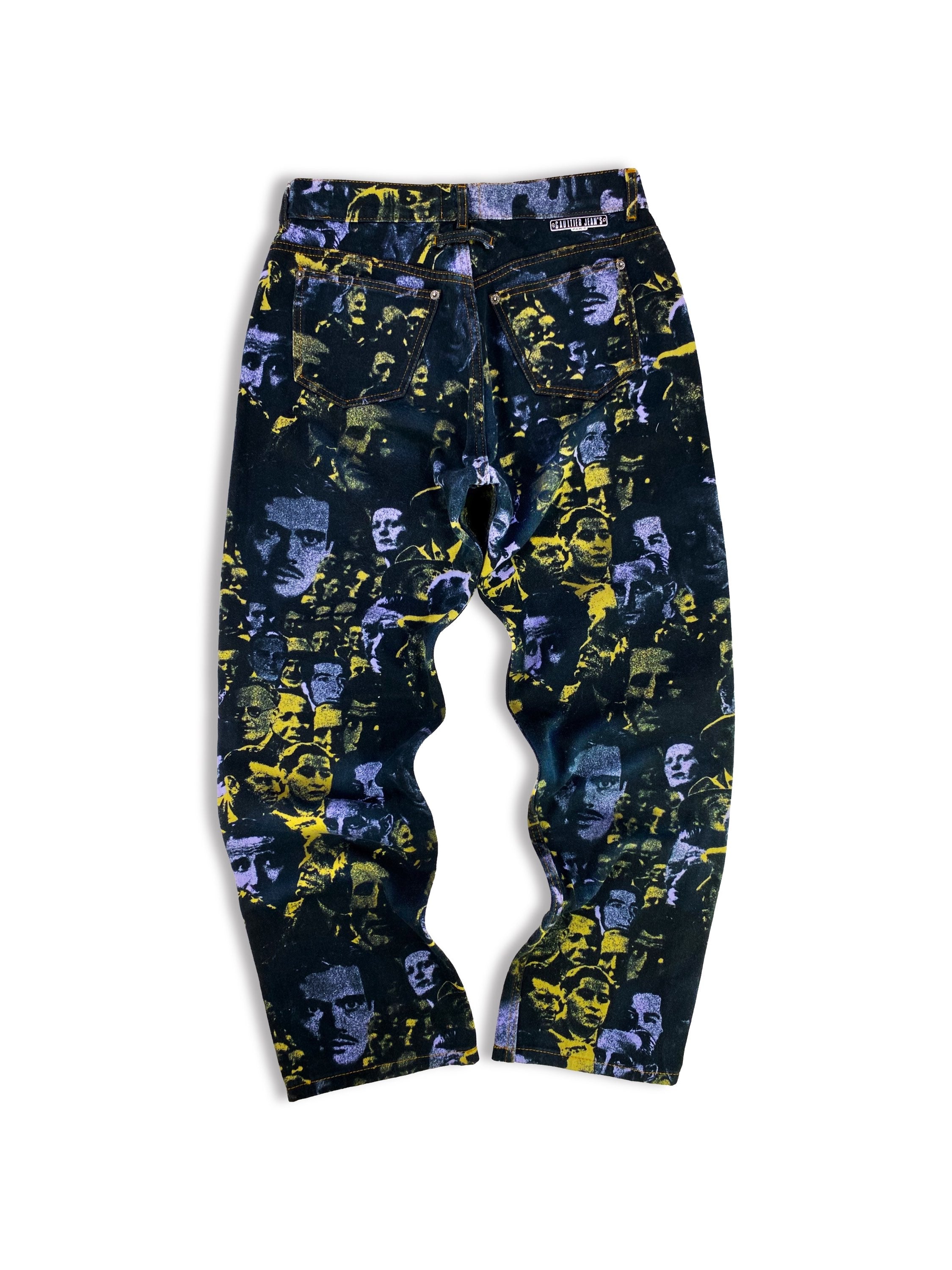 SS93 Jean Paul Gaultier ‘Faces’ Graphic Two Tone Denim