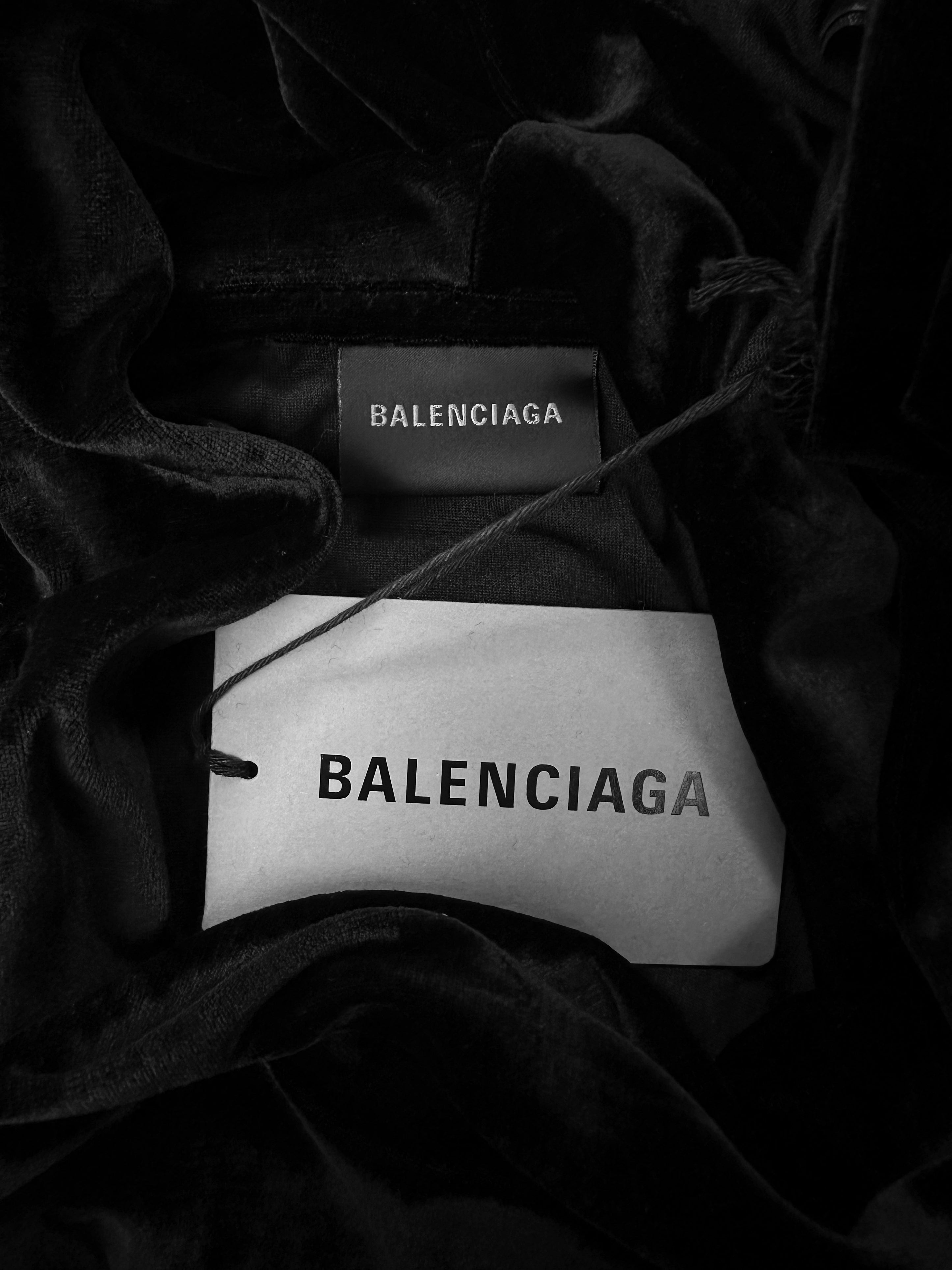 AW22 Balenciaga Velour Black Light Weight Hoodie