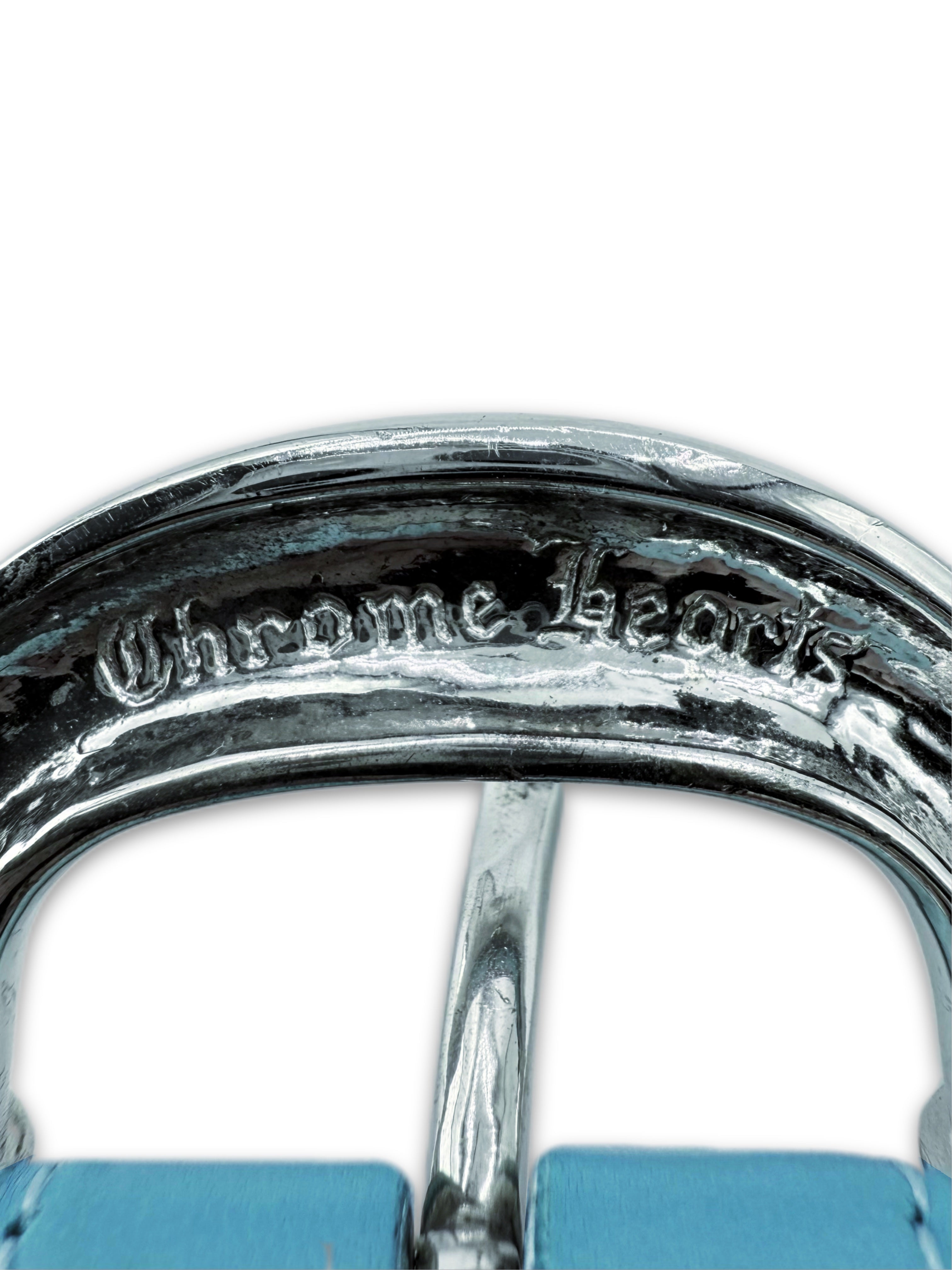Chrome Hearts Sky Blue Leather ‘Gunslinger’ .925 Silver Belt