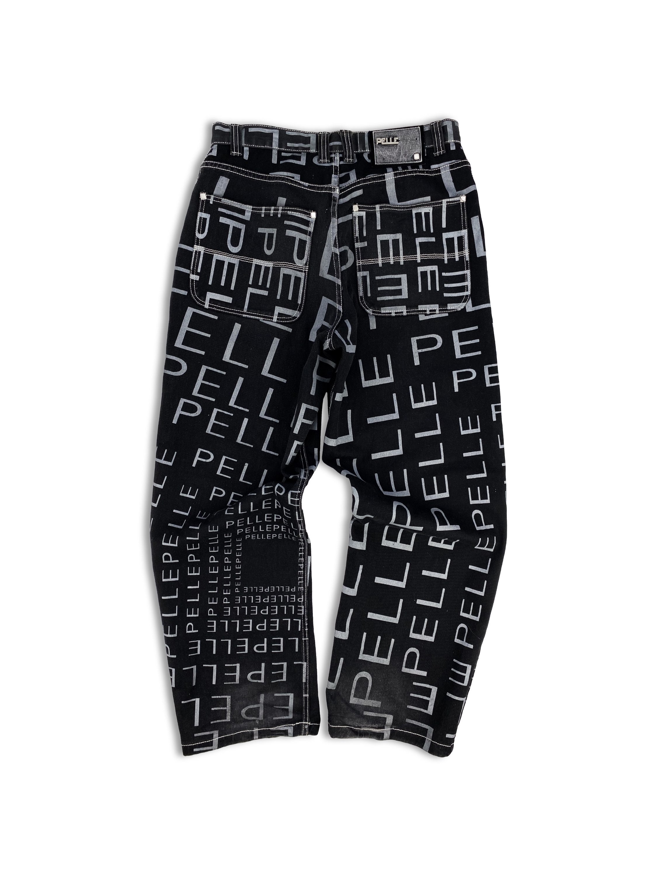 90s Pelle Pelle Heavyweight Monogram Black Denim Jeans