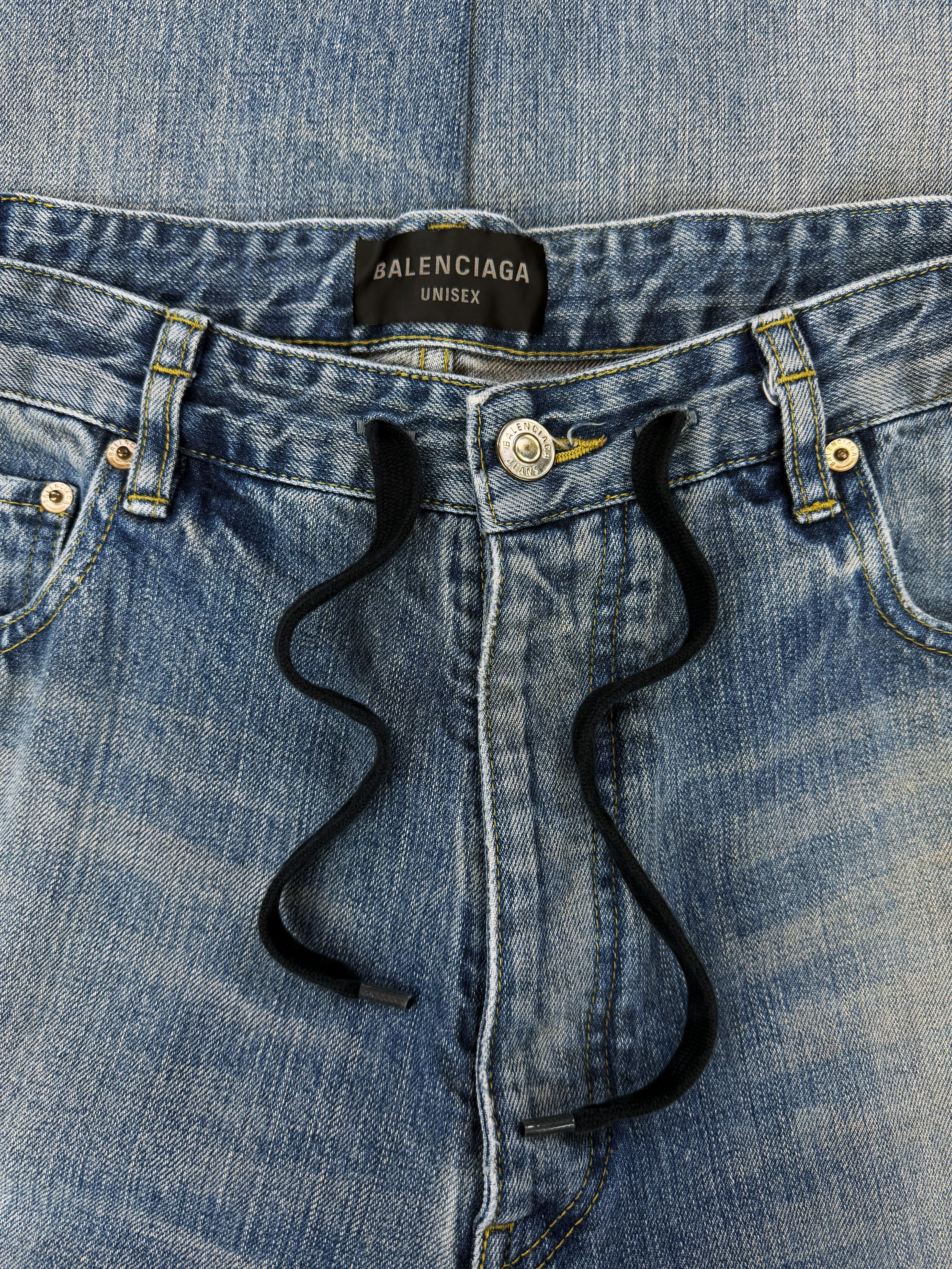 SS24 Balenciaga ‘Skater’ Drawstring Shoelace Light Wash Baggy Denim