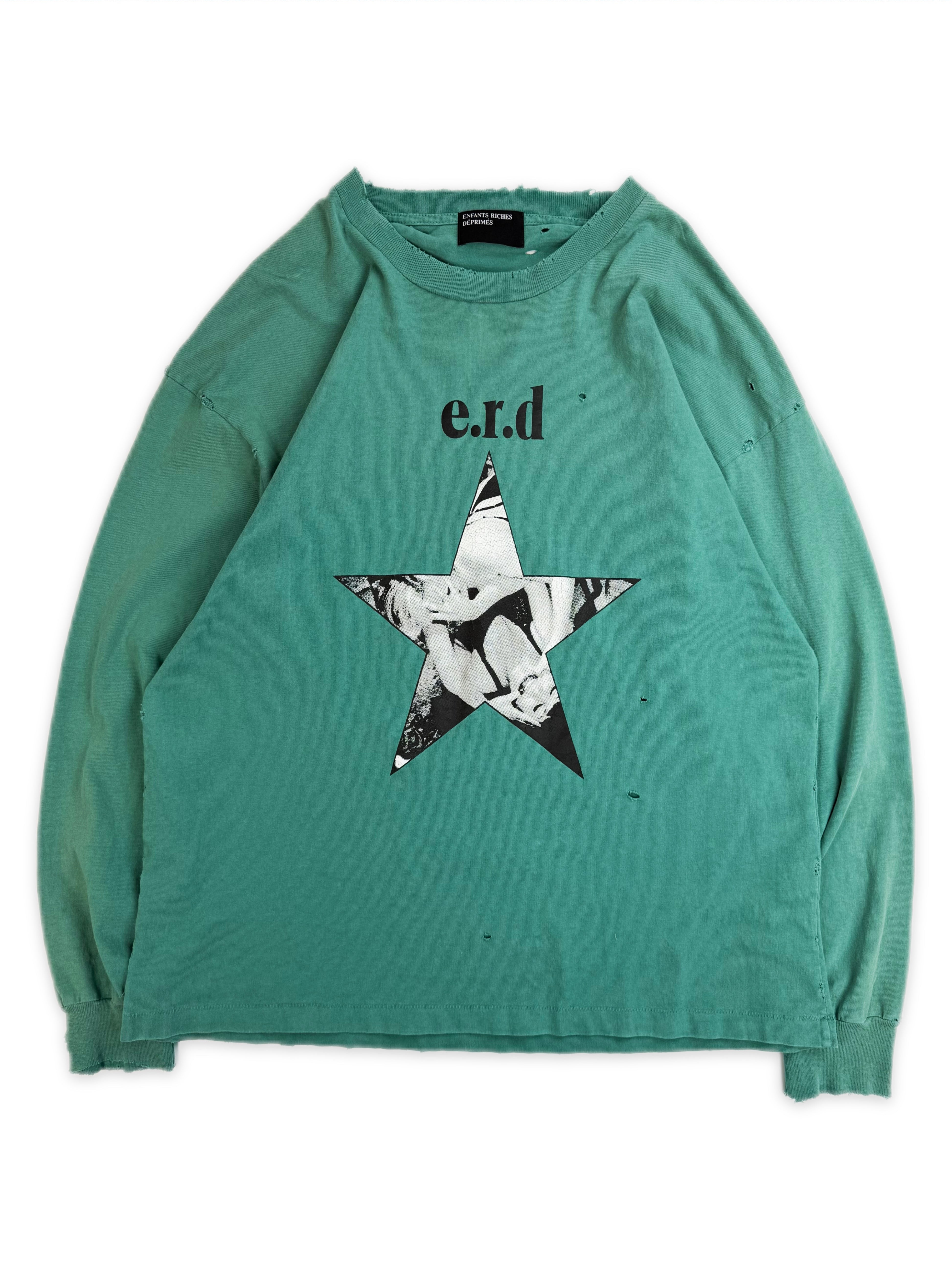 Enfants Riches Deprimes ‘Pleasures Denied’ Teal Distressed Long Sleeve