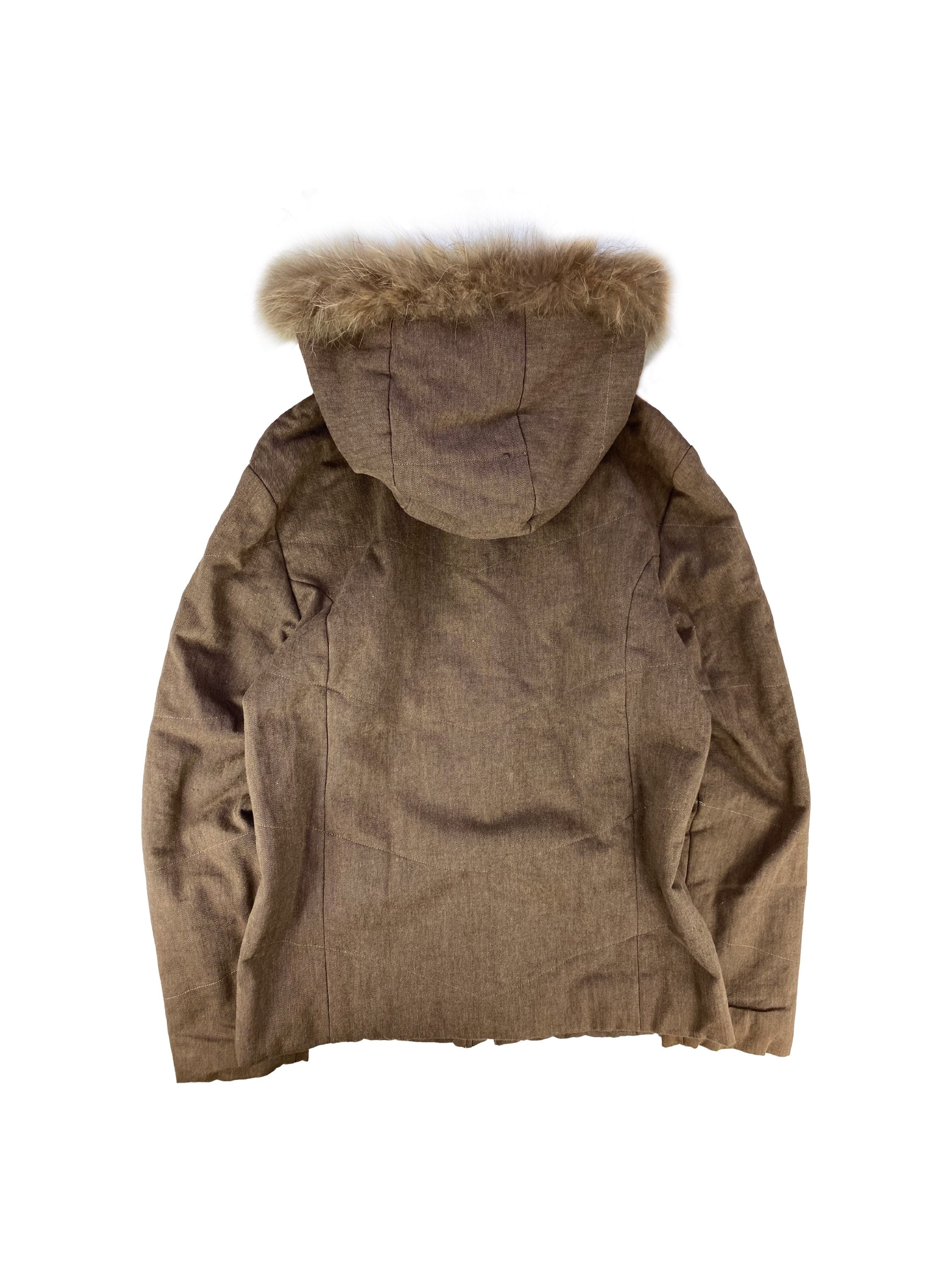 Katharine Hamnett Tan Heavy Weight Fur Hooded Jacket