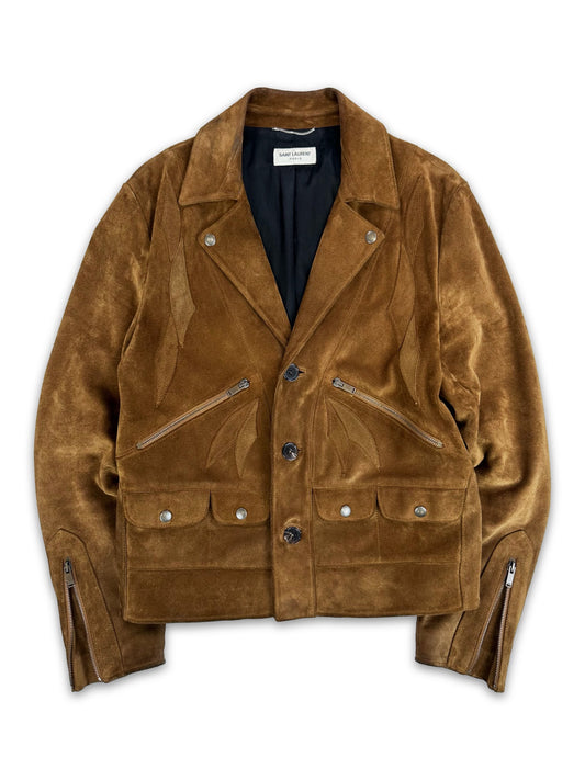 SS20 Saint Laurent Paris Suede ‘Carved’ Multi Pocket Jacket