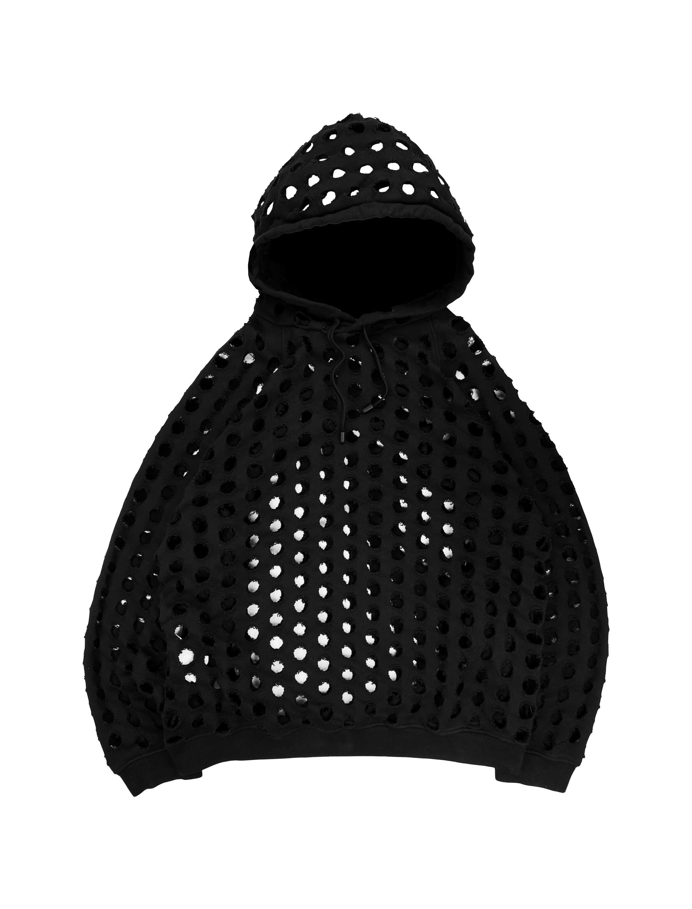 AW20 Maison Margiela ‘Hole Punch’ Black Cut Out Hoodie