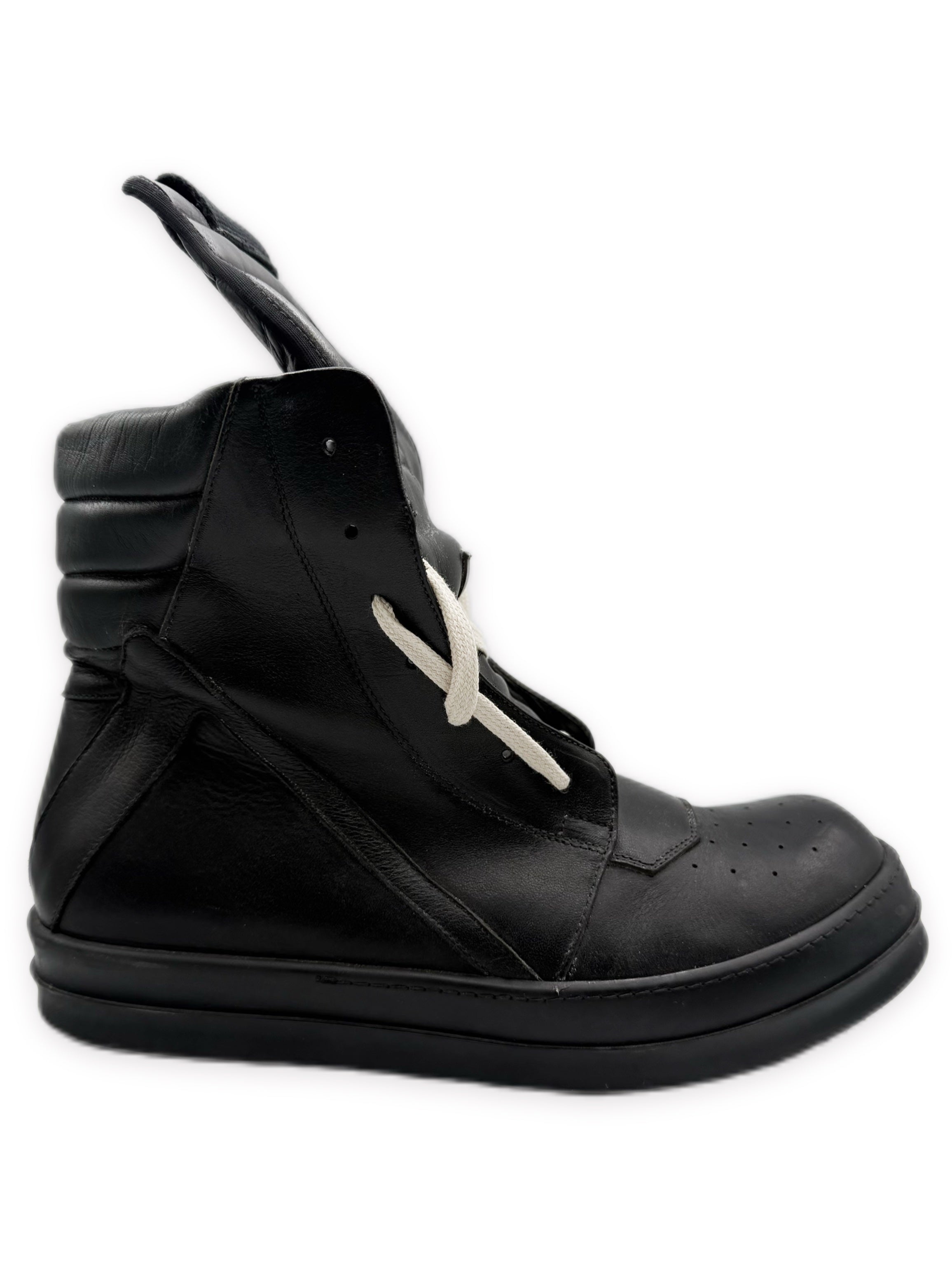 Rick Owens Geobasket Triple Black Leather Hi-top Side-zip Sneakers