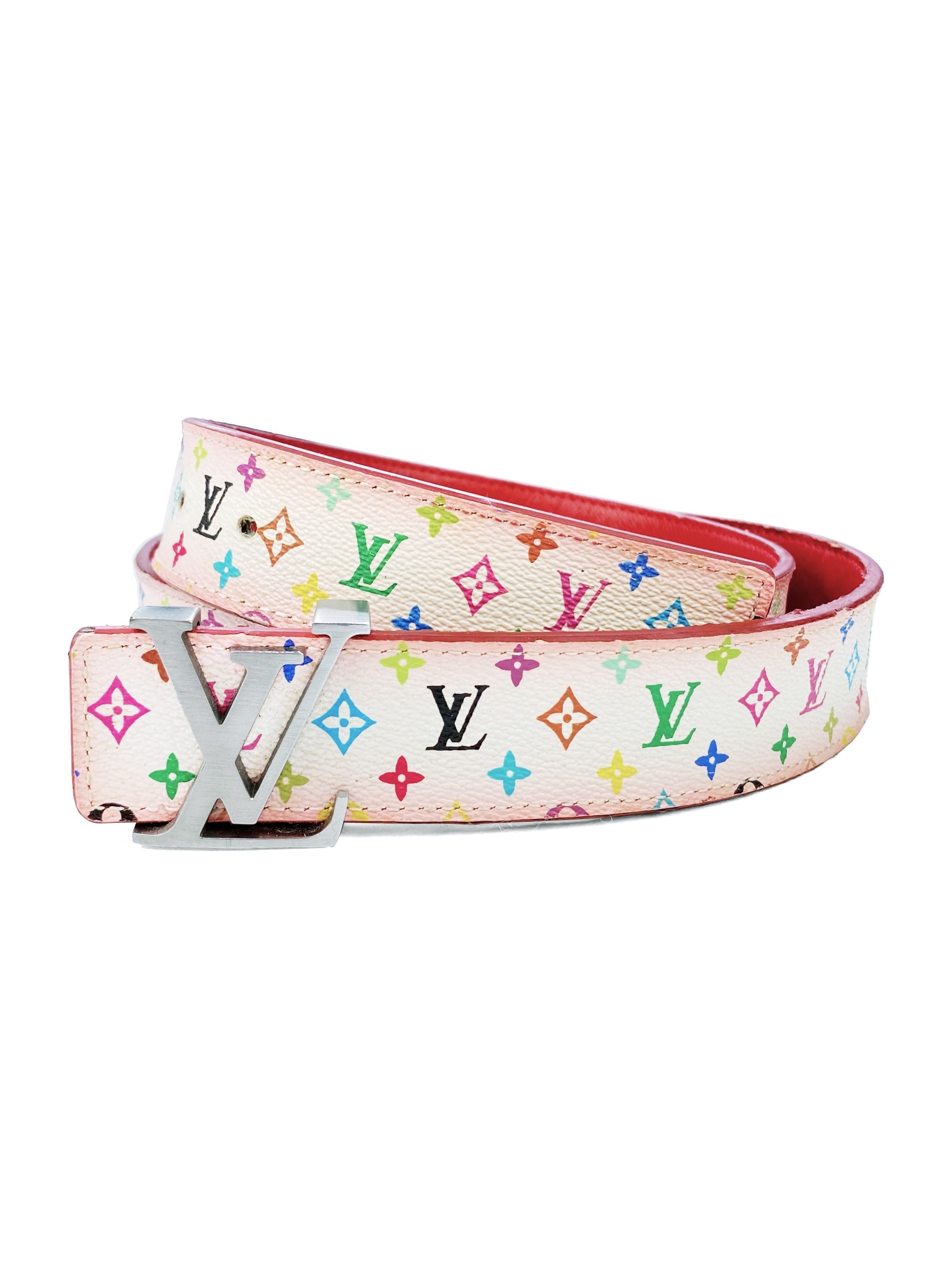 SS03 Louis Vuitton x Takashi Murakami Rainbow Monogram Print Belt